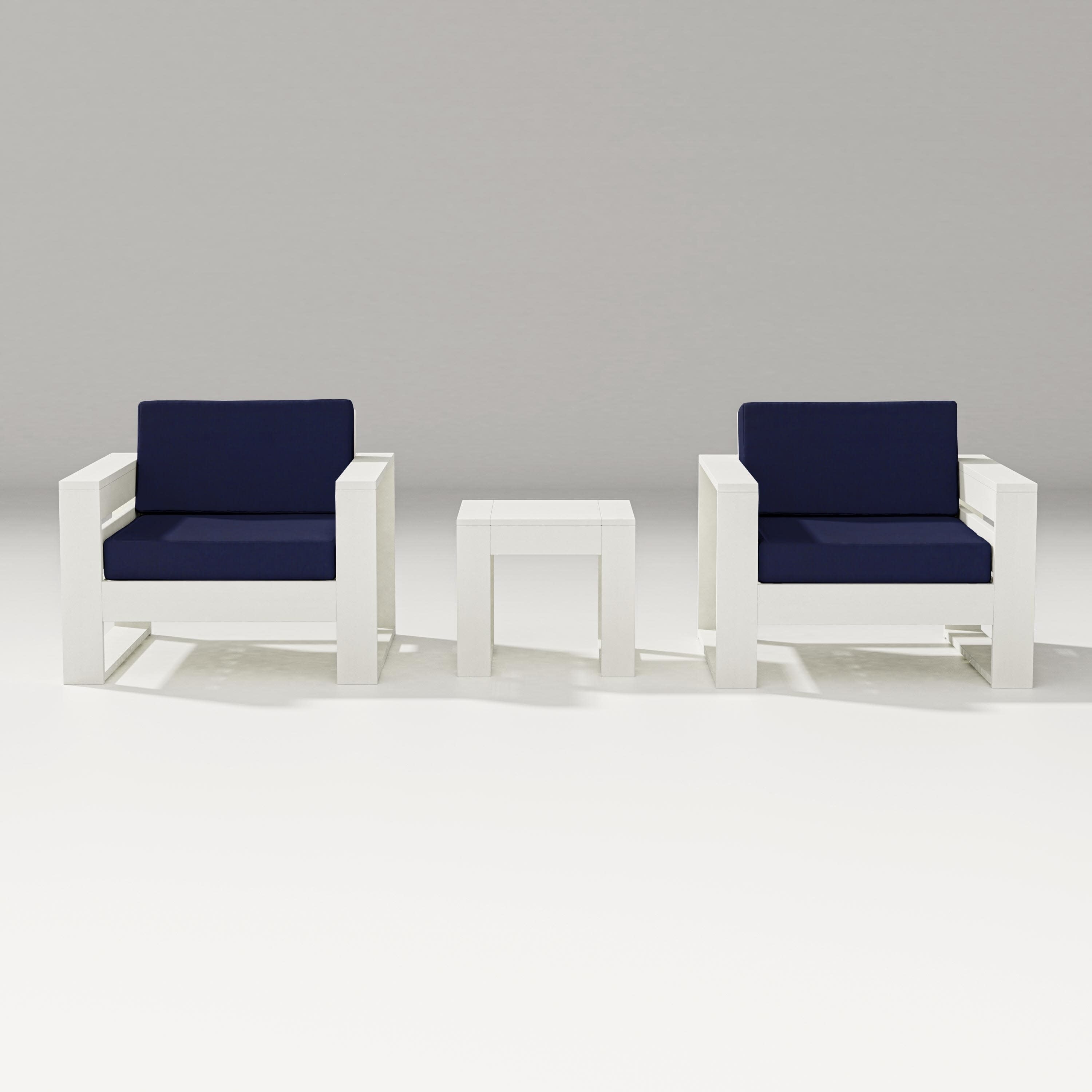Latitude 3-Piece Lounge Chair Set in Vintage White / Navy