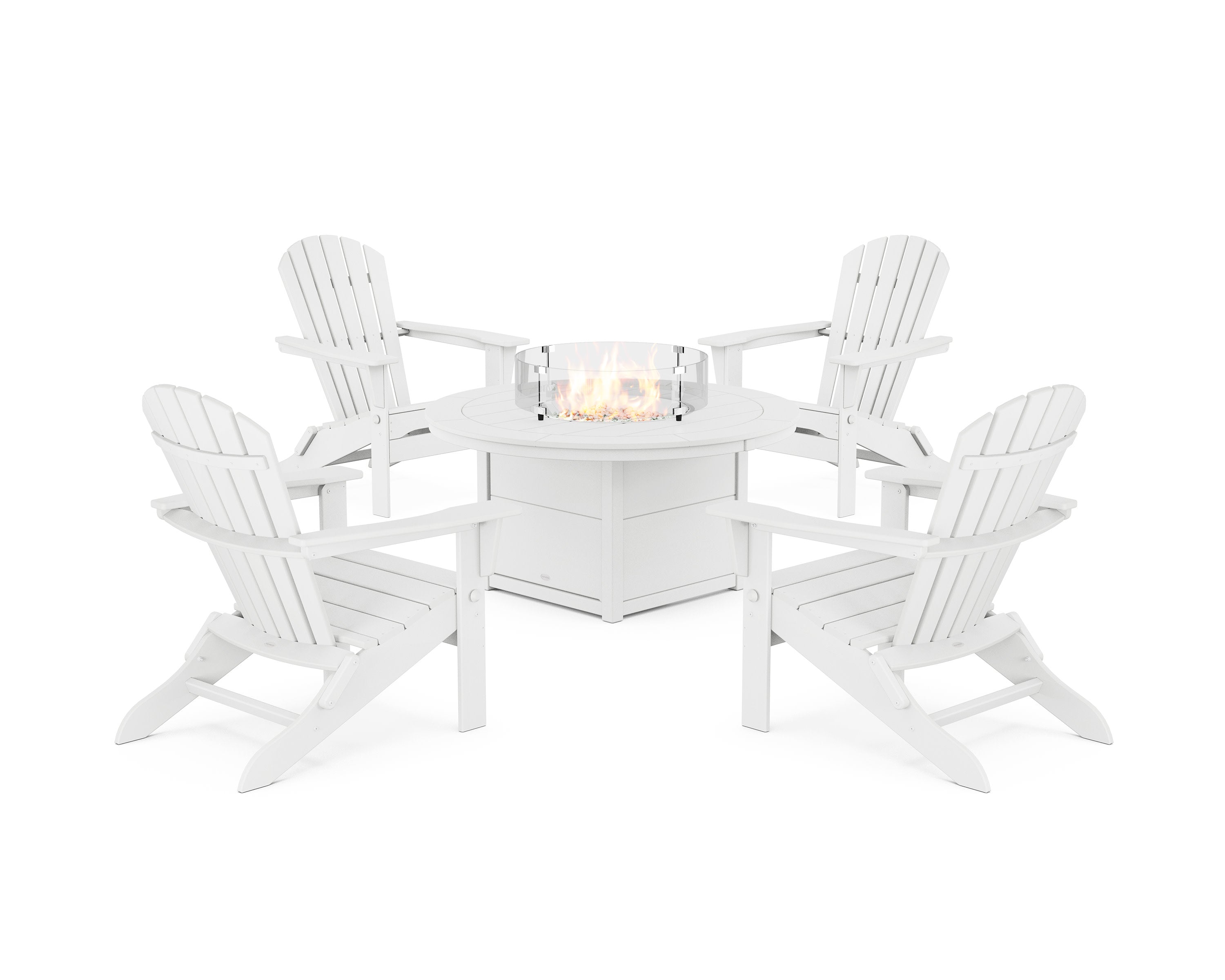 South Beach 5-Piece Folding Adirondack Fire Chat Set in White