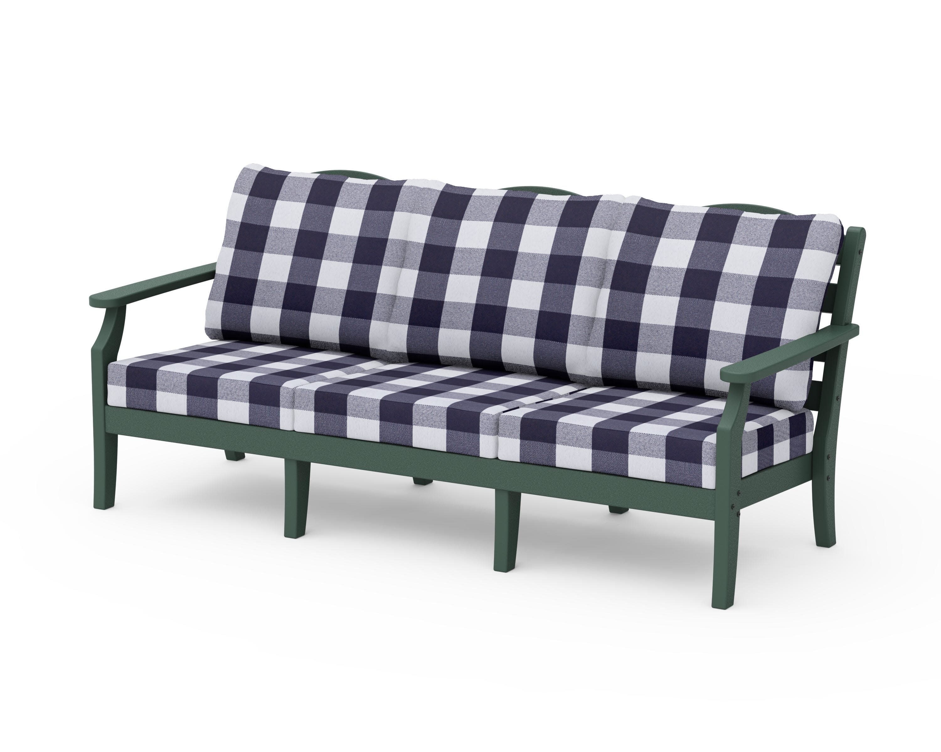 Savannah Deep Seating Sofa in Green / Buffalo Plaid Navy