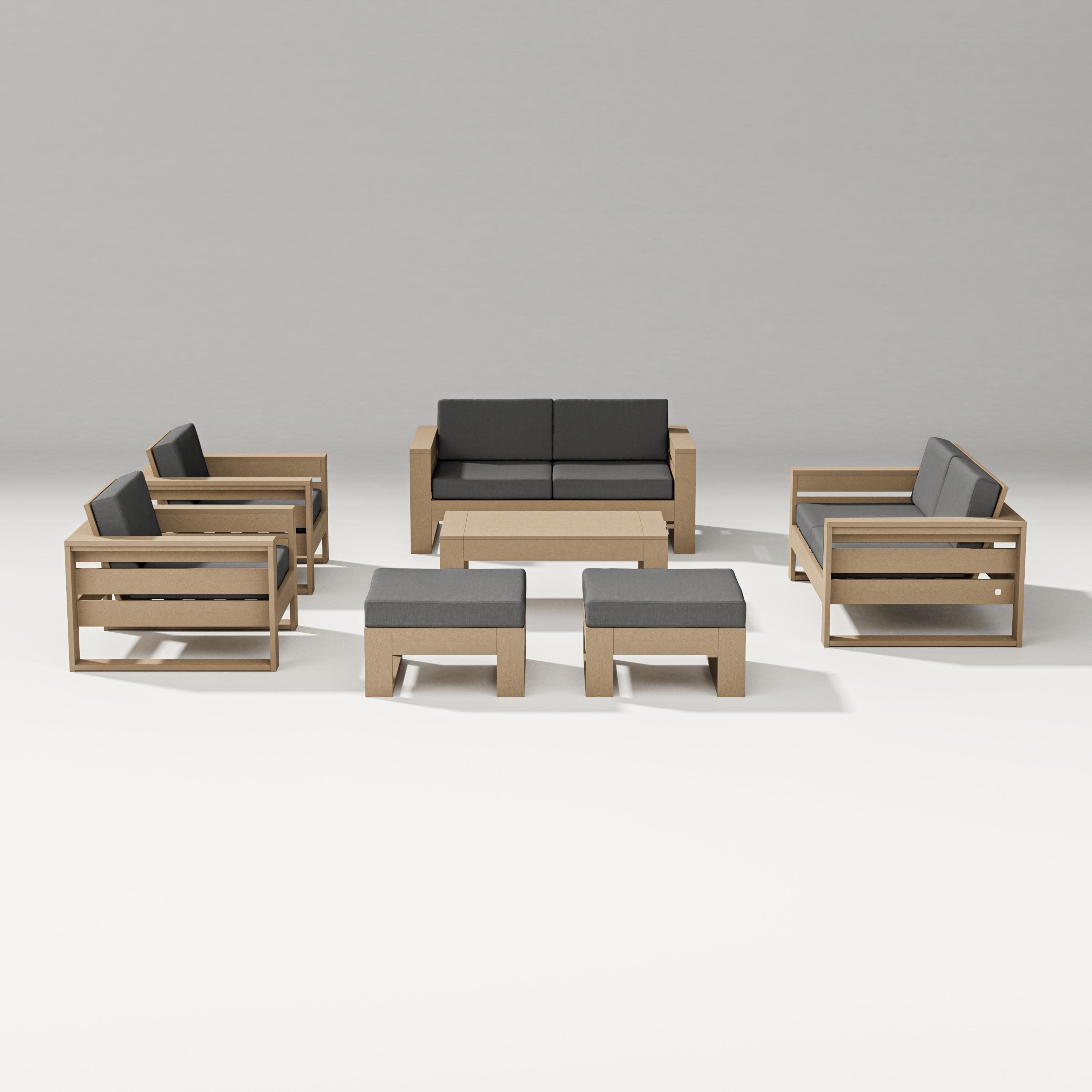 Latitude 7-Piece Lounge Loveseat Set in Vintage Sahara / Spectrum Carbon