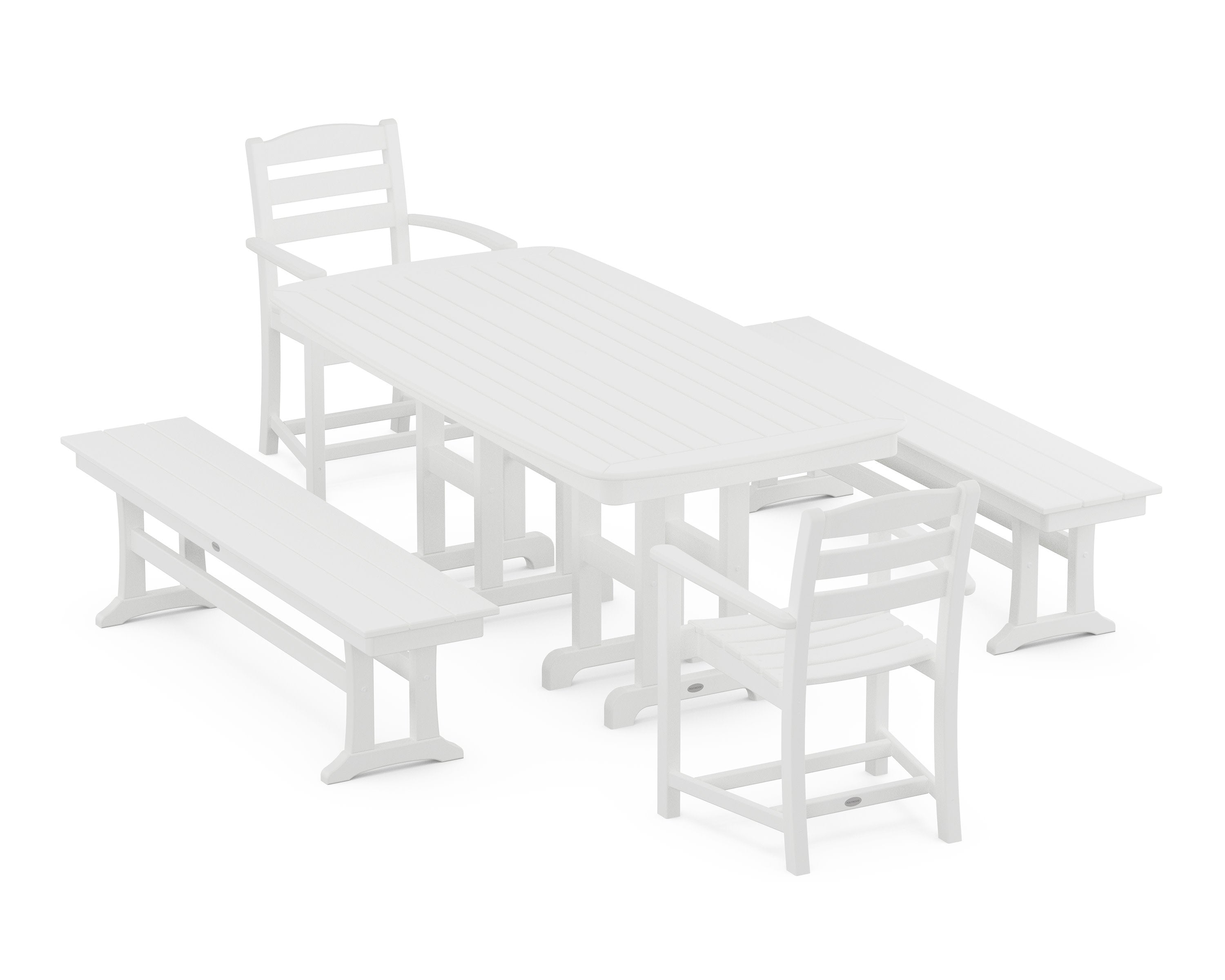 La Casa Caf 5-Piece Dining Set with Benches in White