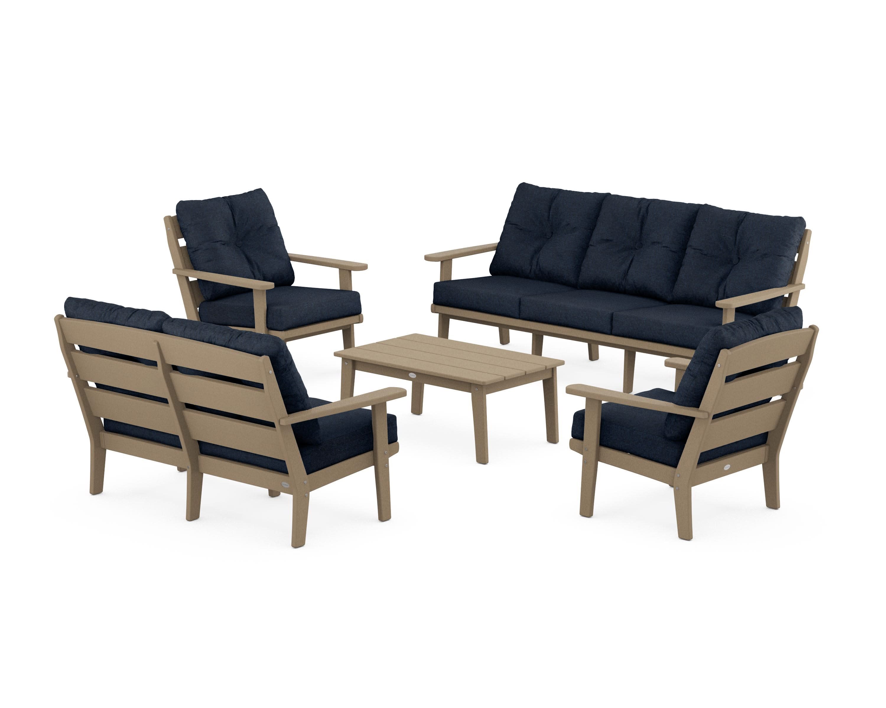 Lakeside 5-Piece Lounge Sofa Set in Vintage Sahara / Marine Indigo