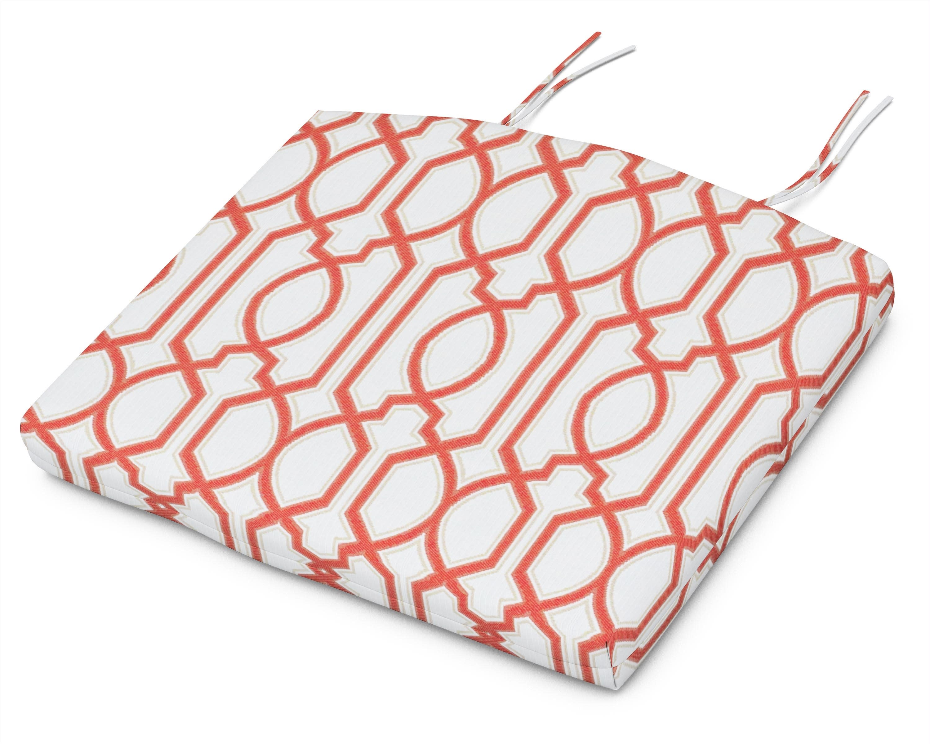 Standard Seat Cushion 18.5"D x 24"W x 2.5"H in Chelsey Trellis Coral