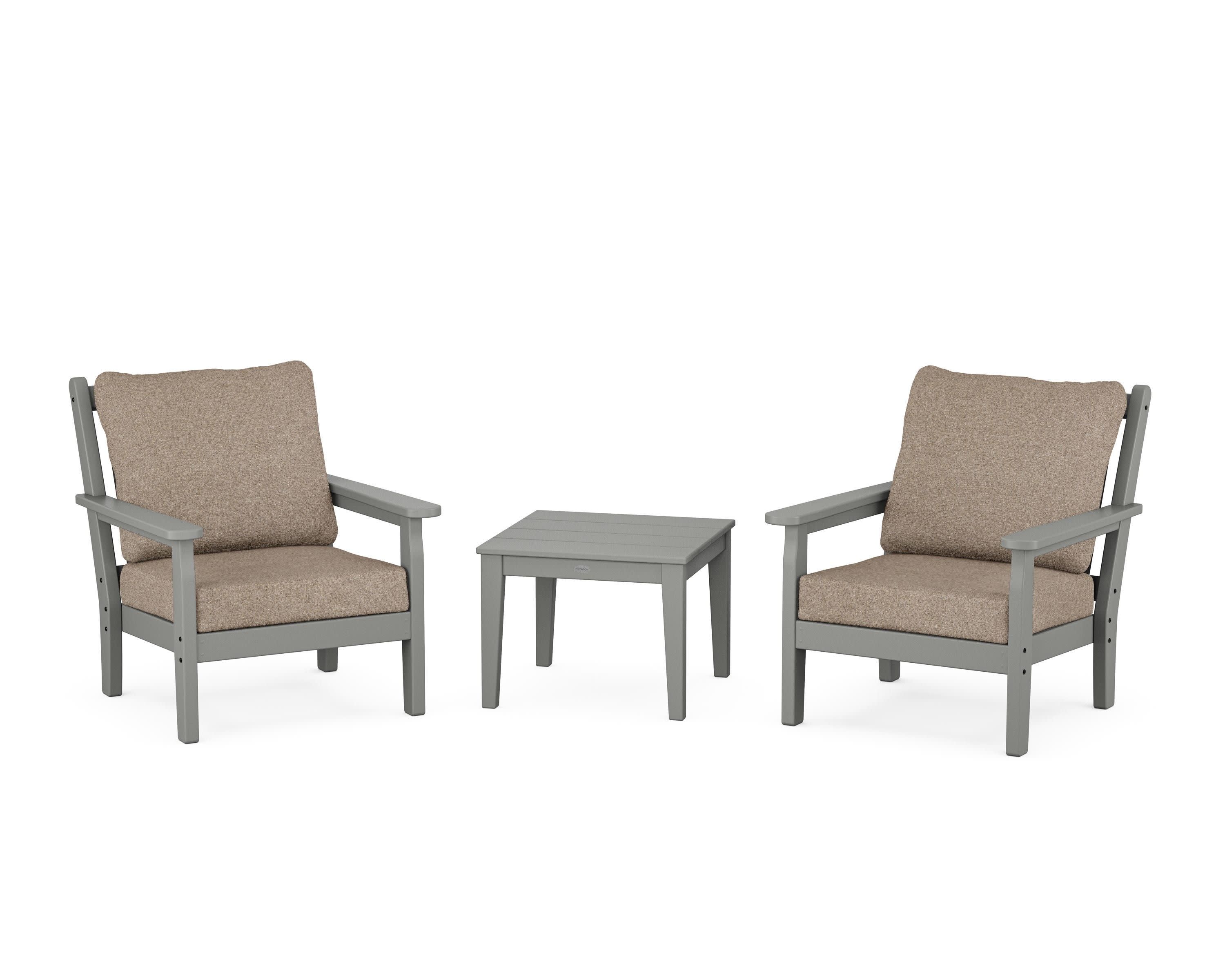 Chippendale 3-Piece Deep Seating Set in Slate Grey / Spiced Burlap