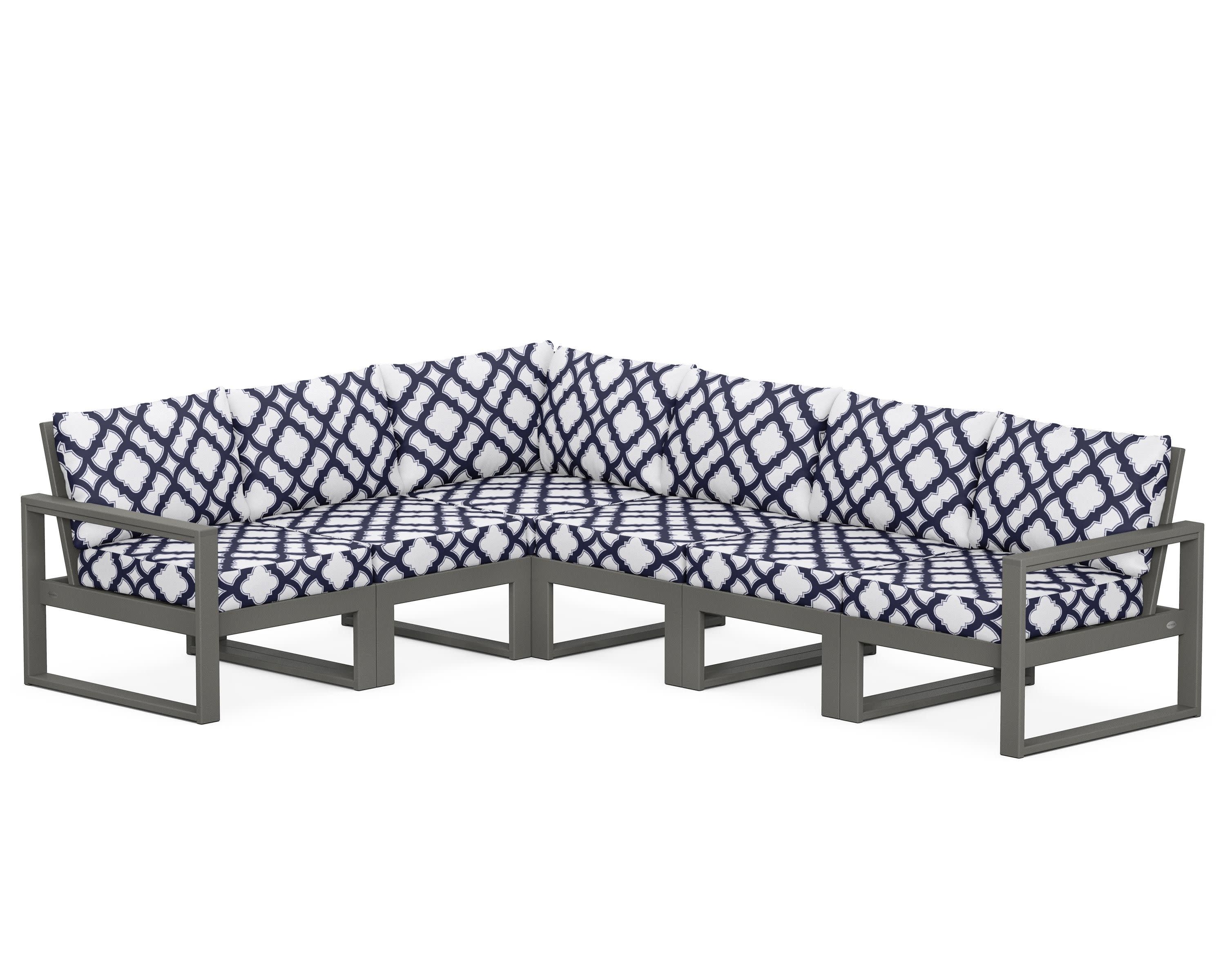 EDGE 6-Piece Modular Deep Seating Set in Slate Grey / Trellis Navy