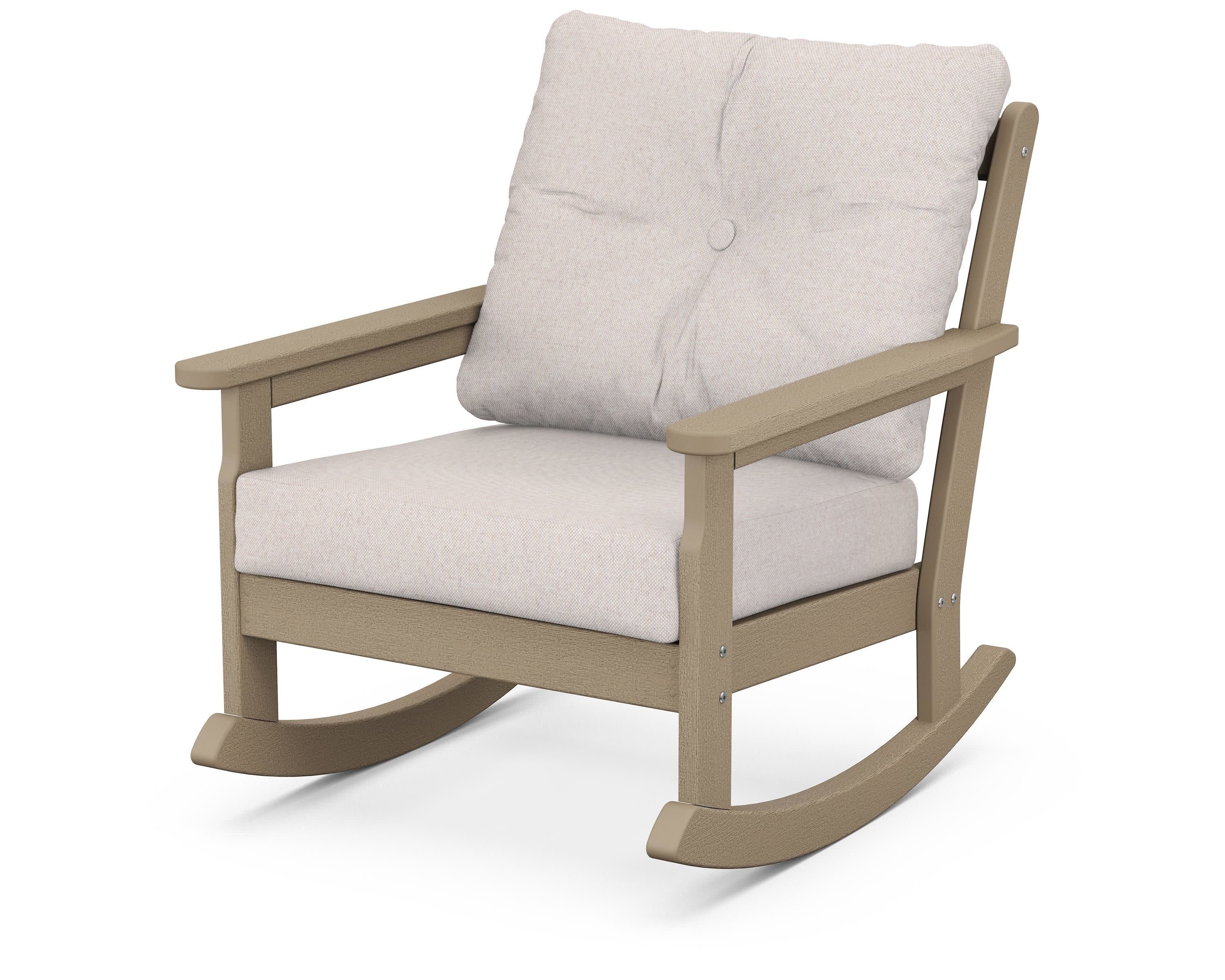 Vineyard Deep Seating Rocking Chair in Vintage Sahara / Dune Burlap