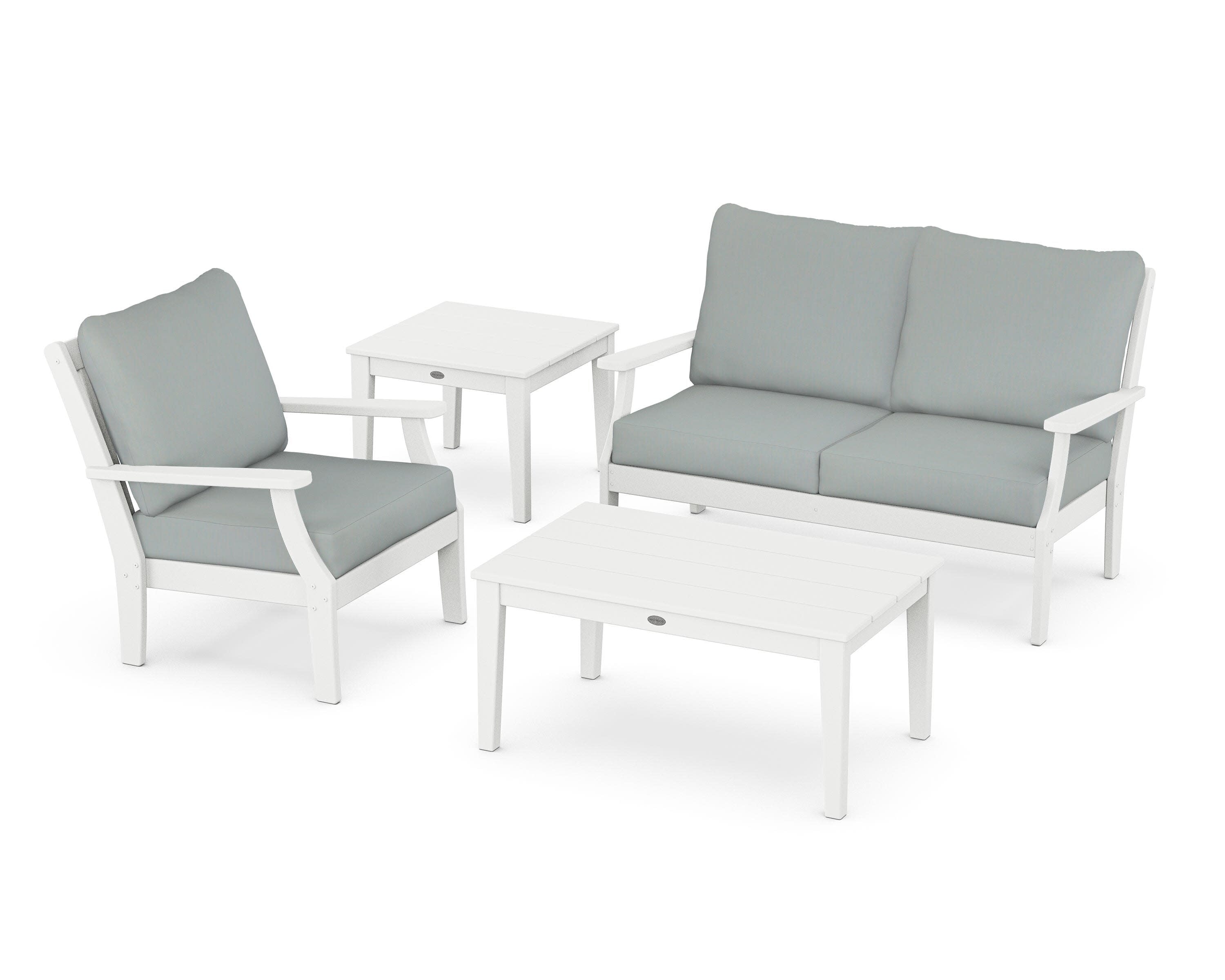 Braxton 4-Piece Deep Seating Set in White / Spa