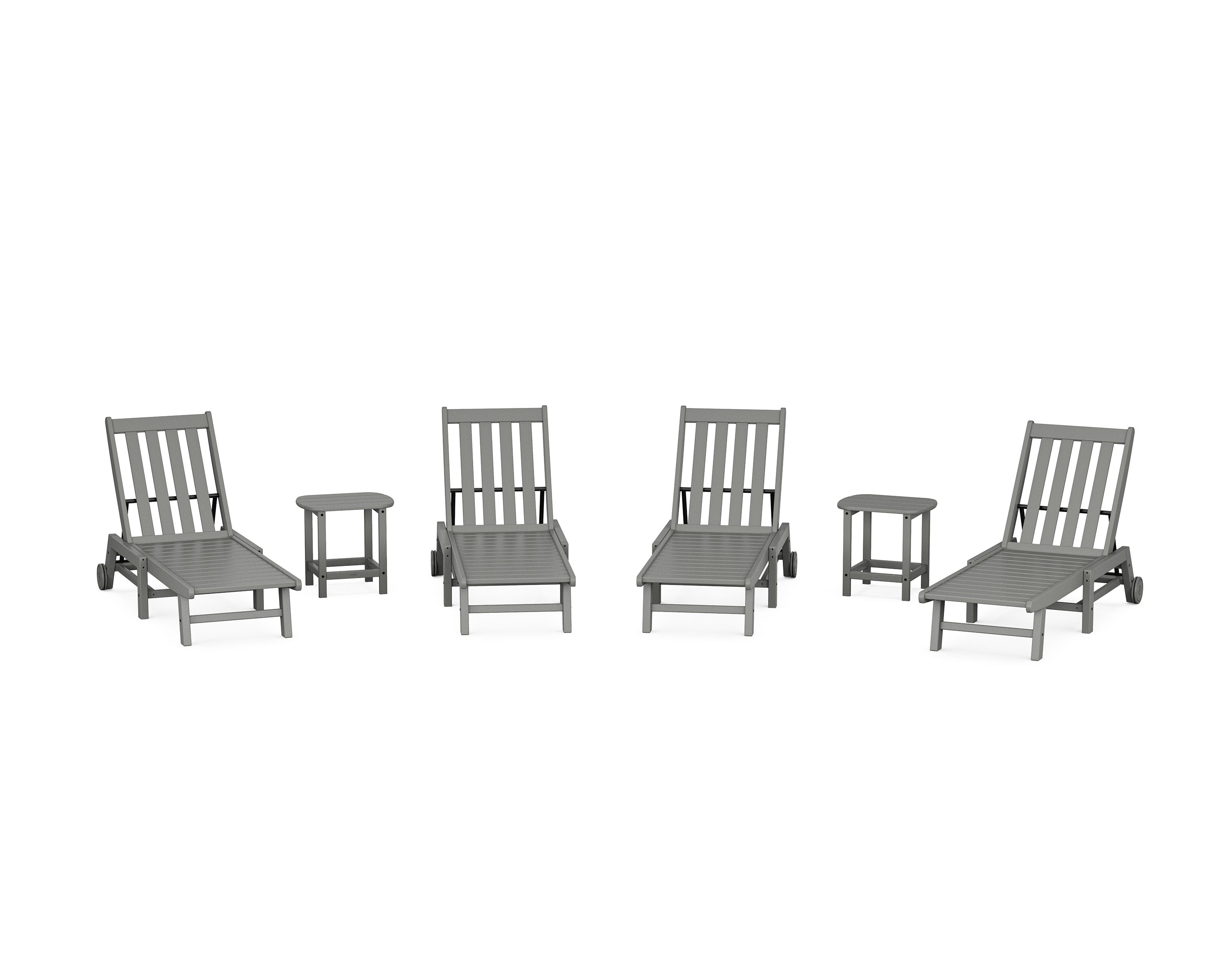 Vineyard 6-Piece Chaise with Wheels Set in Slate Grey