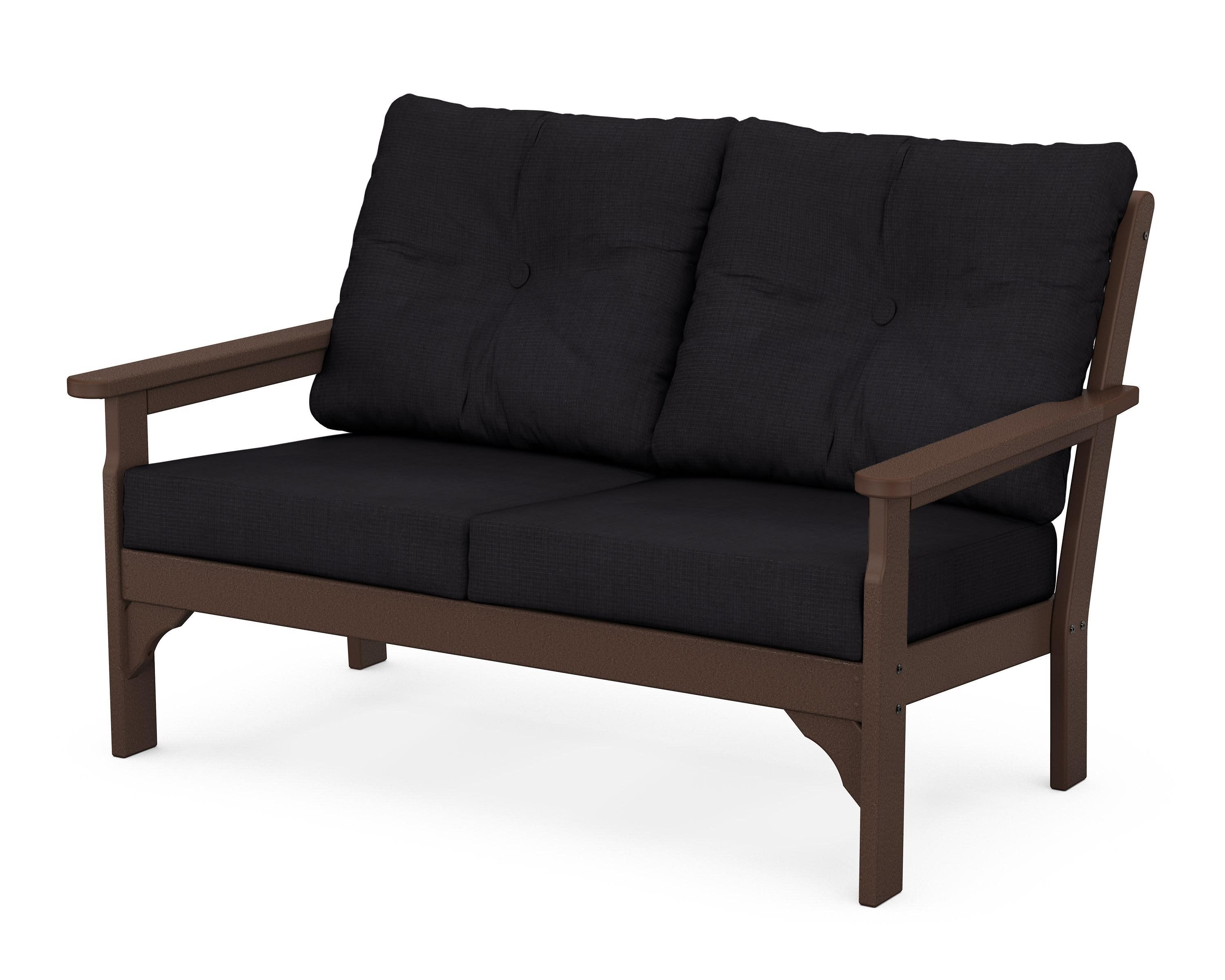 Vineyard Deep Seating Loveseat in Mahogany / Midnight Linen