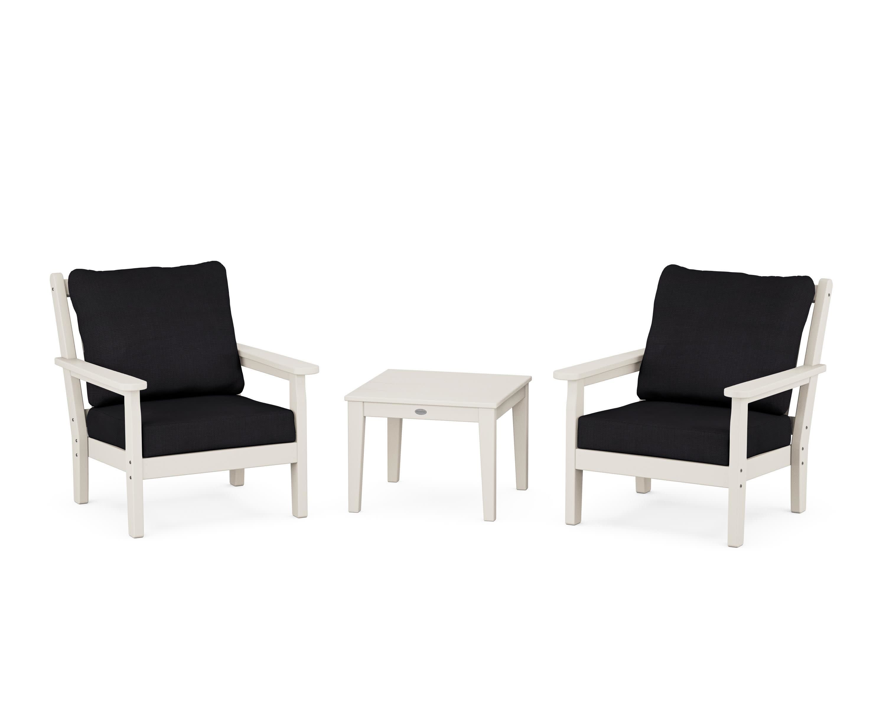 Chippendale 3-Piece Deep Seating Set in Sand / Midnight Linen
