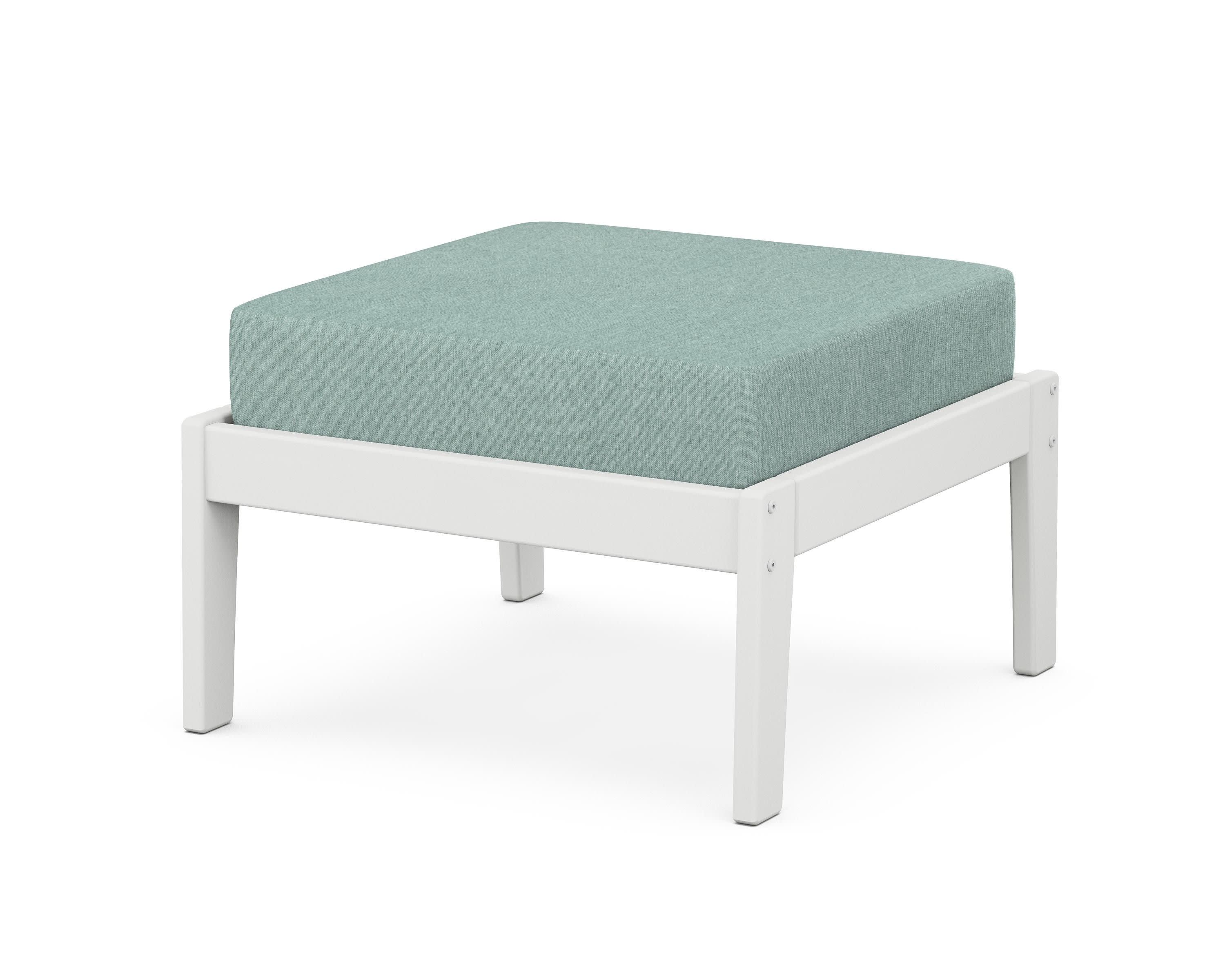 Deep Seating Ottoman in White / Glacier Spa