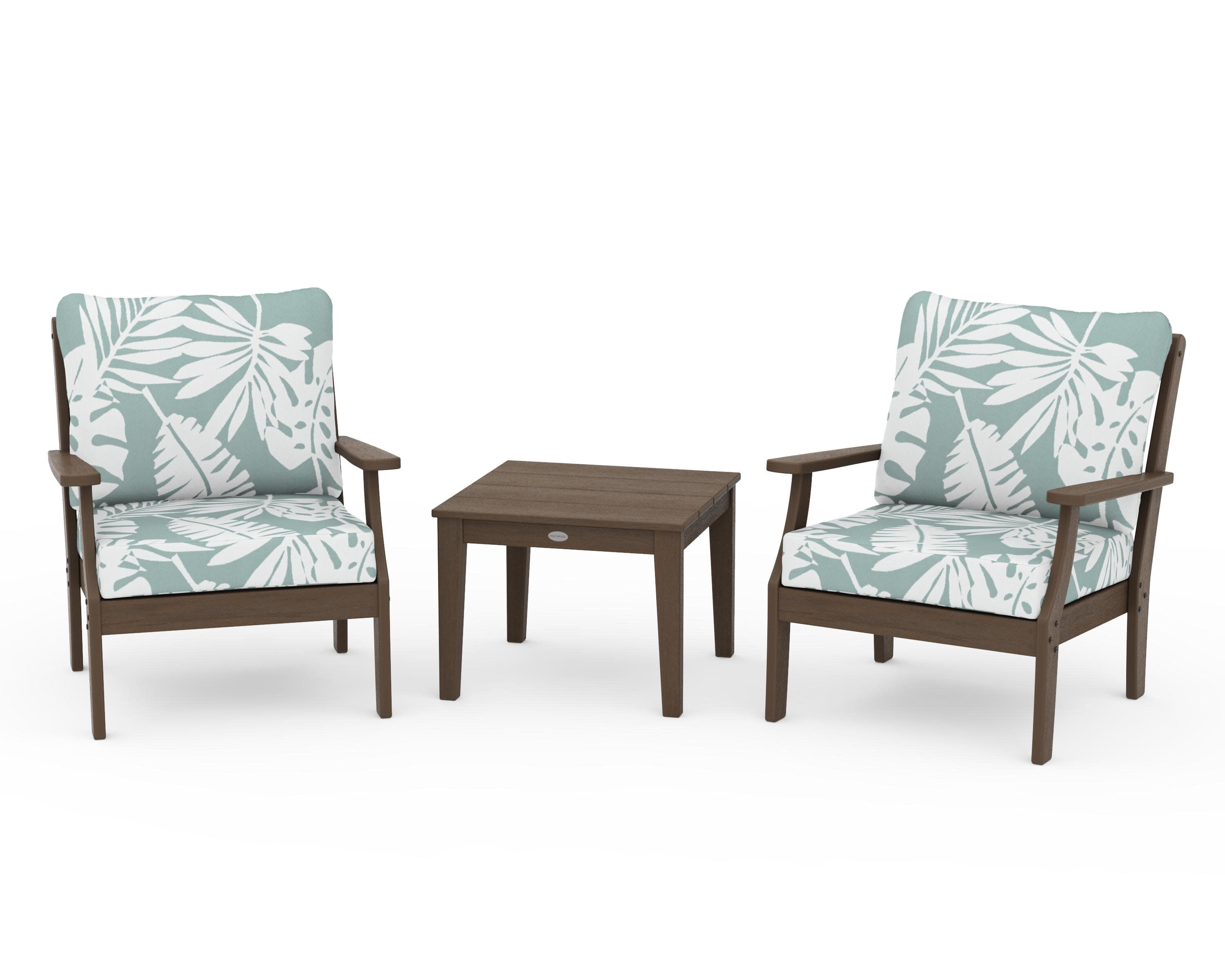 Braxton 3-Piece Deep Seating Set in Kona / Leaf Glacier Spa