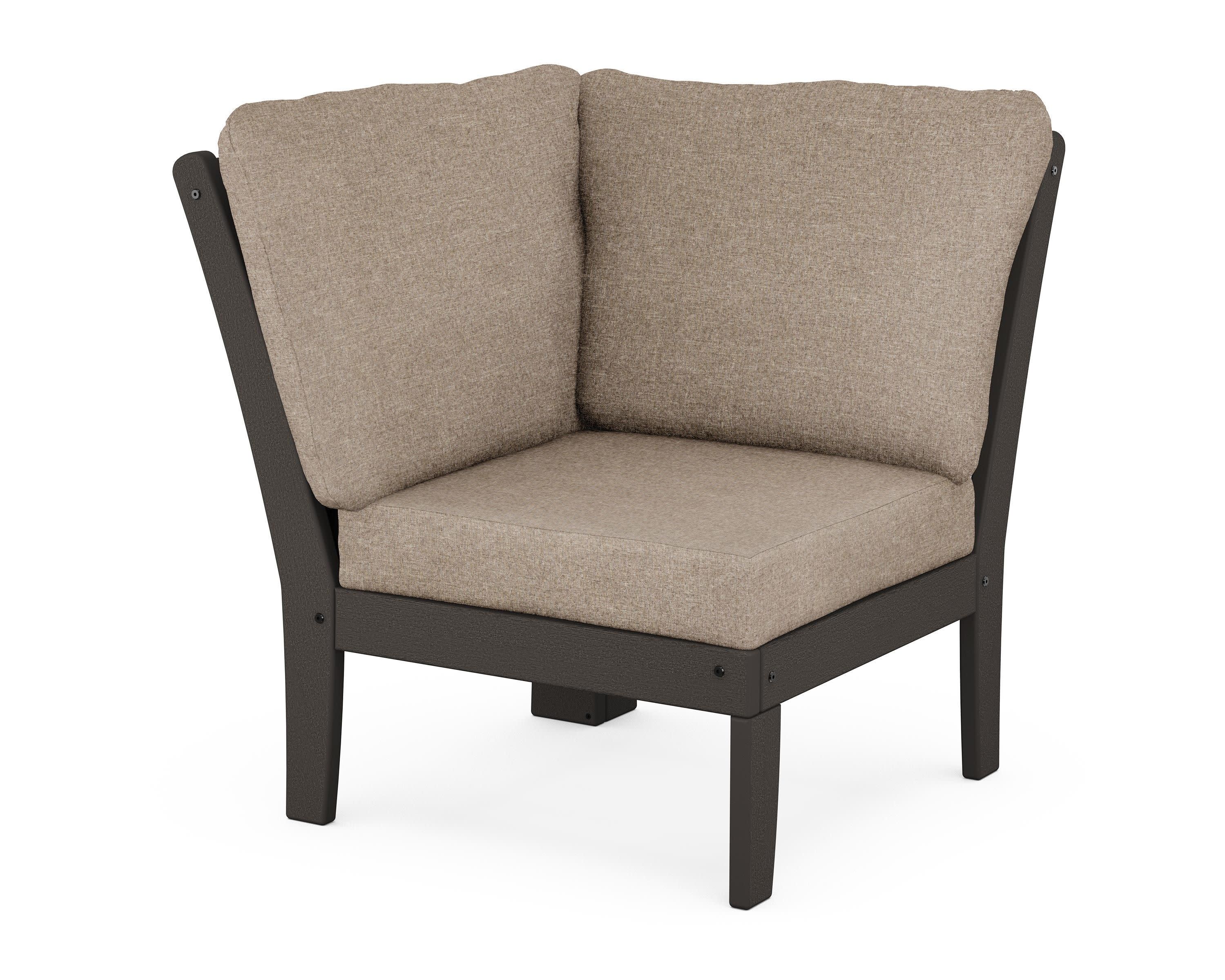 Braxton Modular Corner Chair in Vintage Coffee / Spiced Burlap