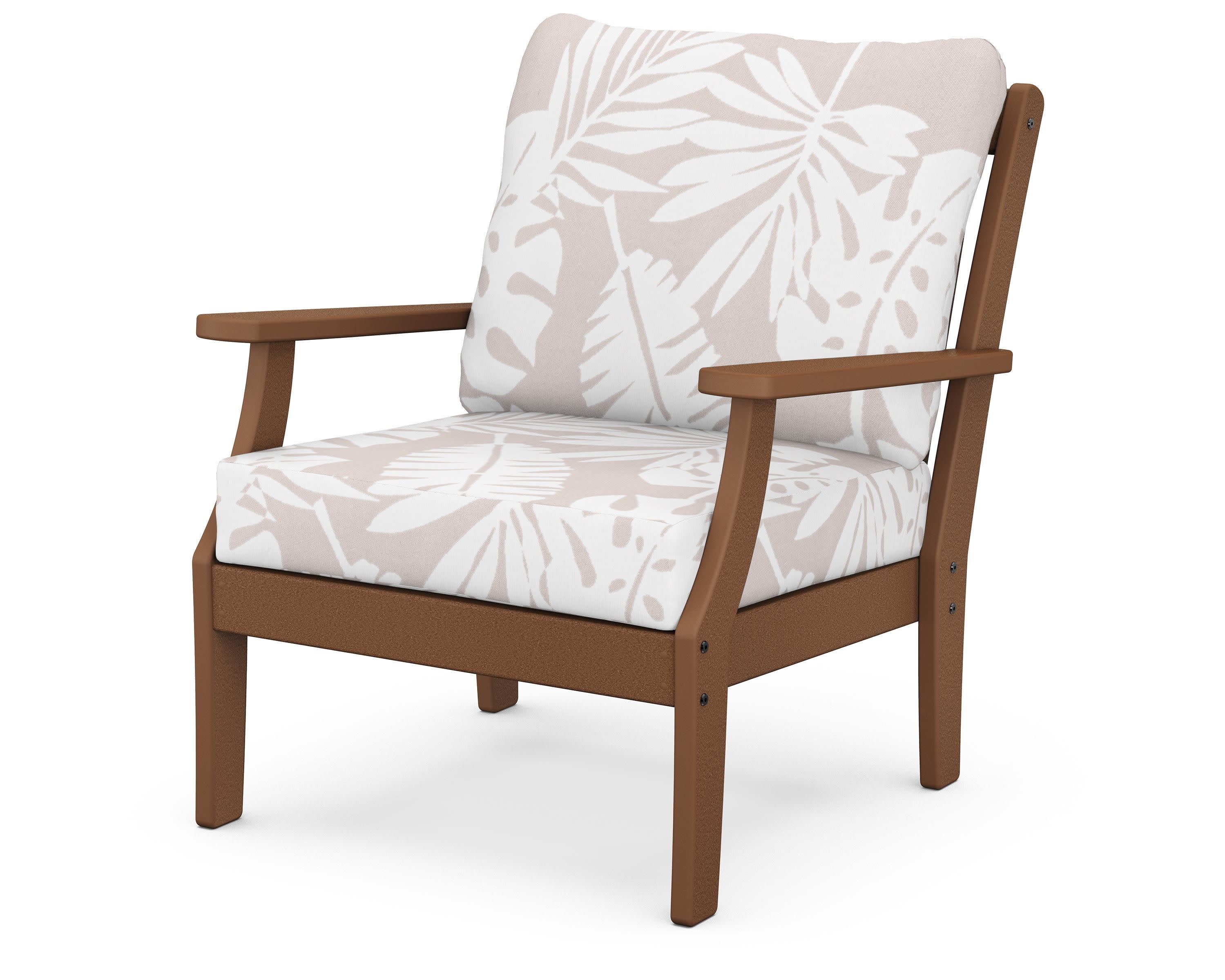 Braxton Deep Seating Chair in Teak / Leaf Dune Burlap