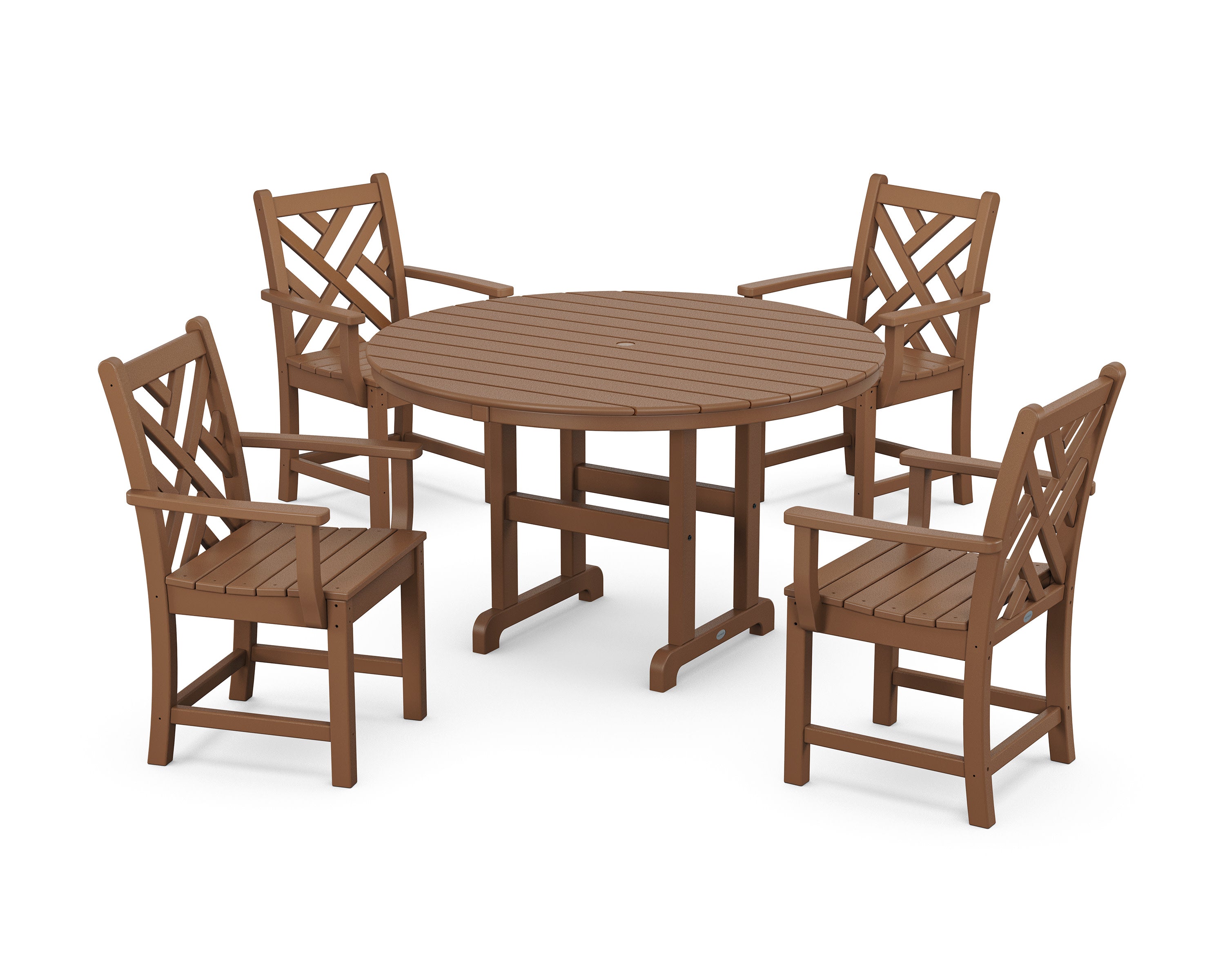 Chippendale 5-Piece Round Farmhouse Dining Set in Teak