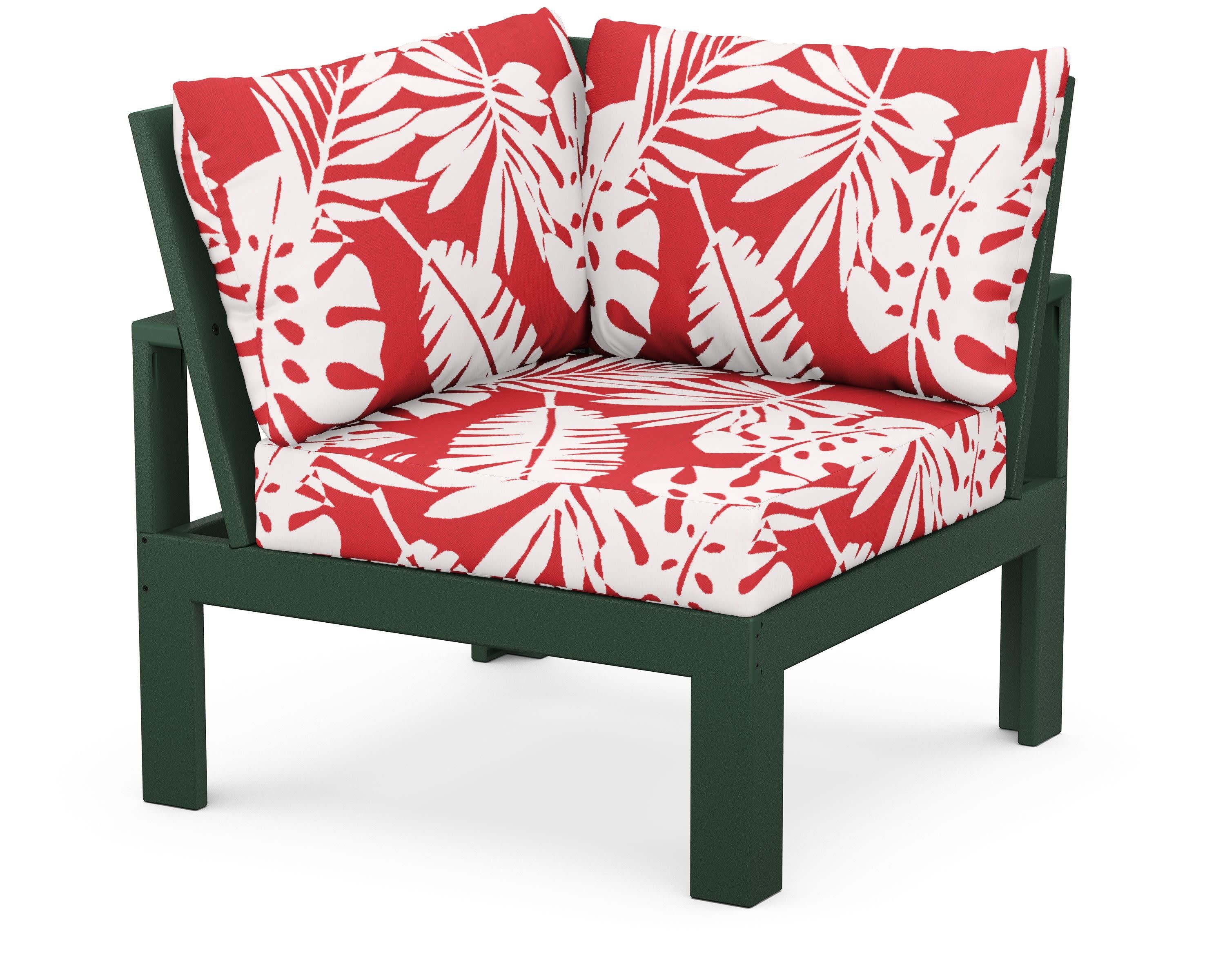 Modular Corner Chair in Green / Leaf Crimson