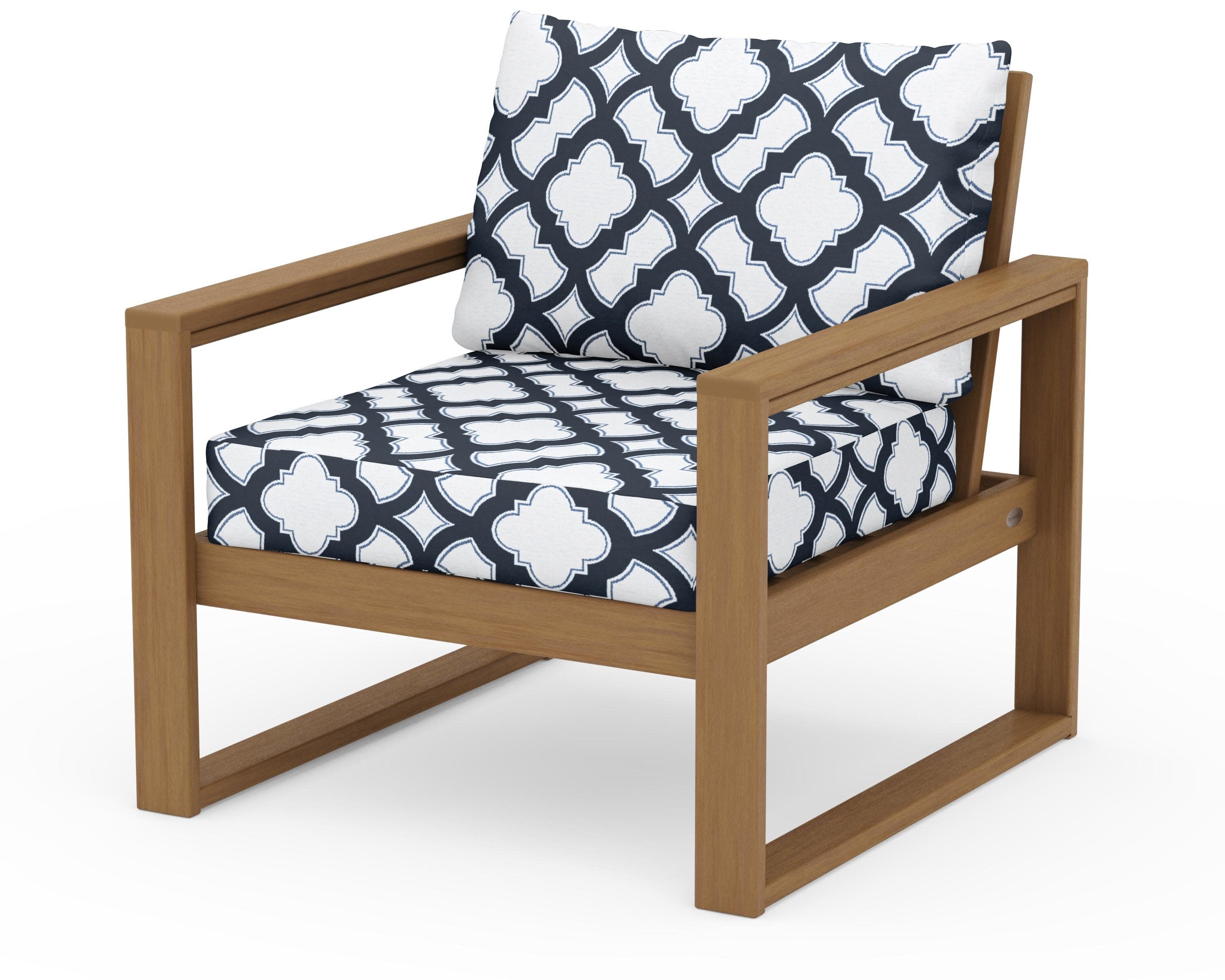 EDGE Club Chair in Natural / Trellis Marine Indigo