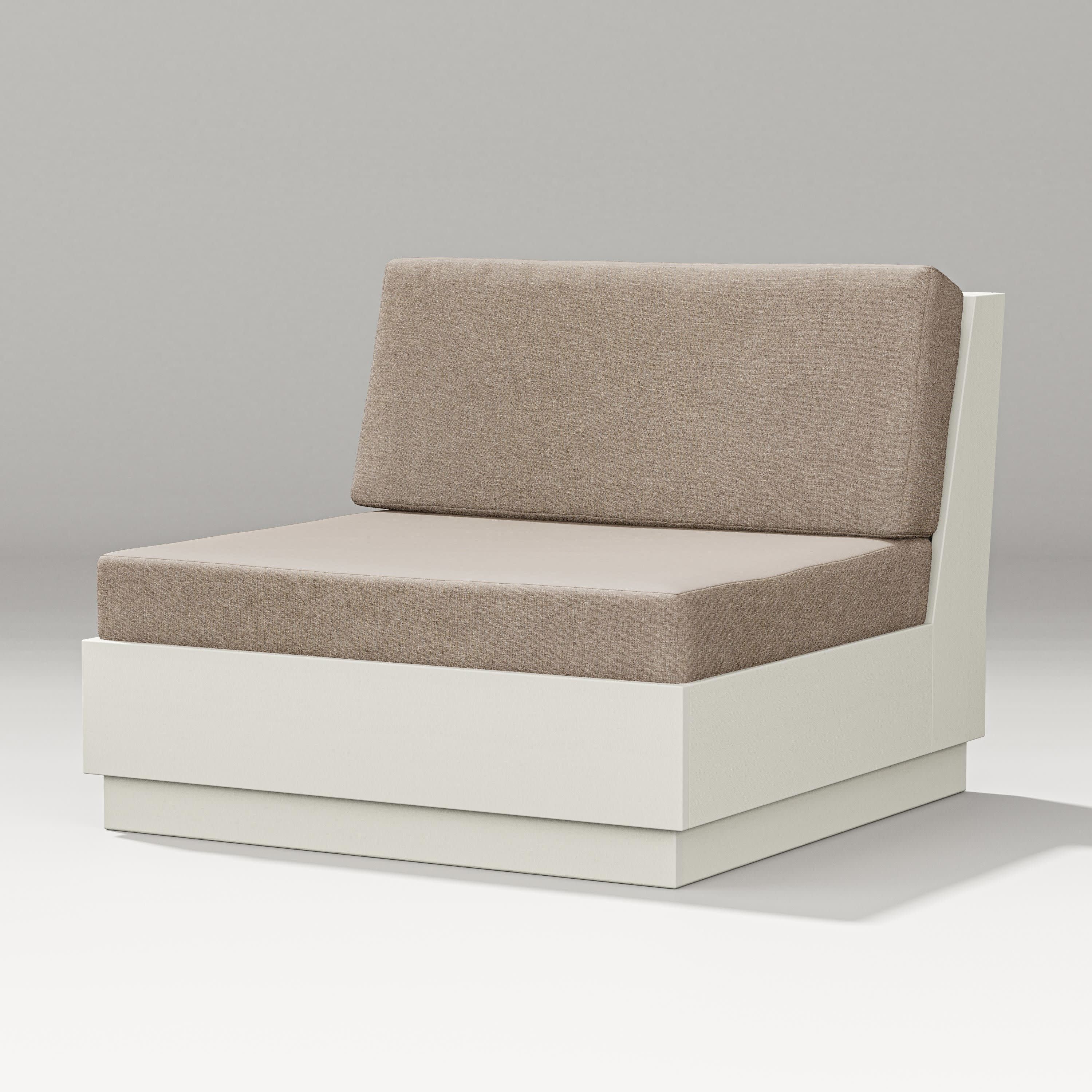 Elevate Modular Armless Chair in Vintage White / Spiced Burlap
