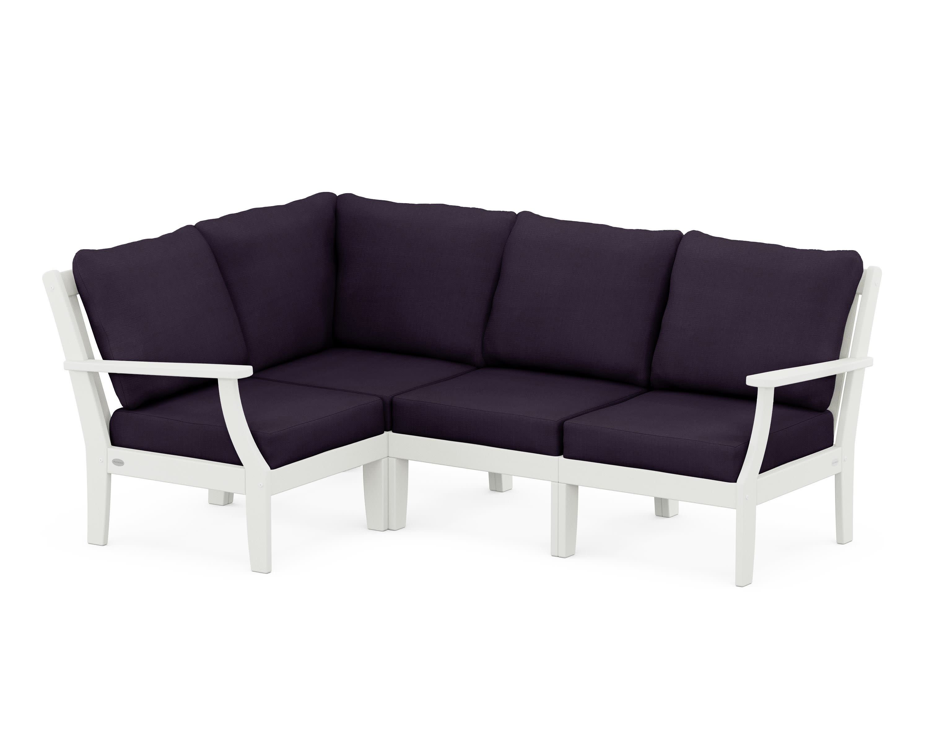 Braxton Modular 4-Piece Deep Seating Set in Vintage White / Navy Linen