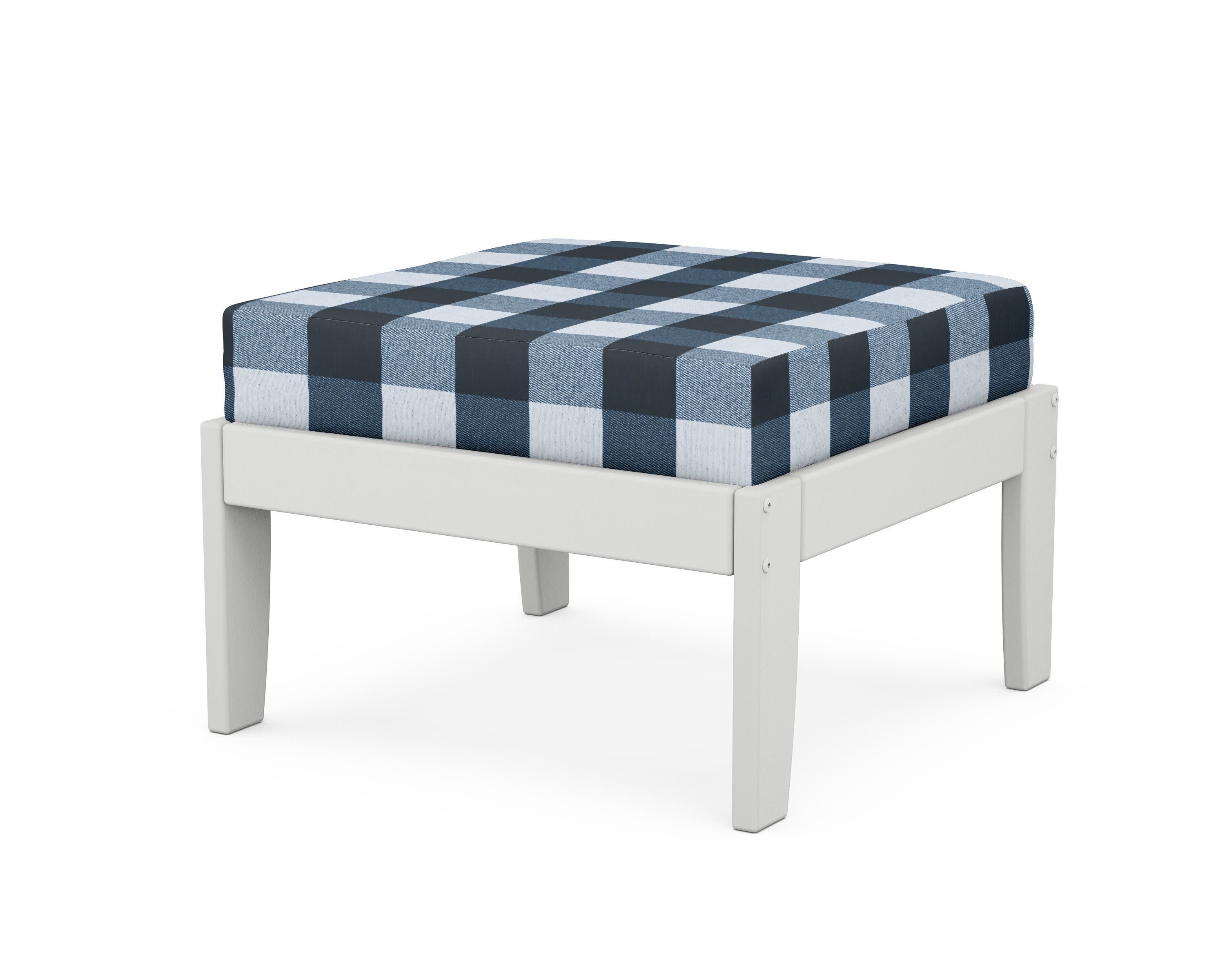 Modular Ottoman - Classic in White / Buffalo Plaid Marine Indigo