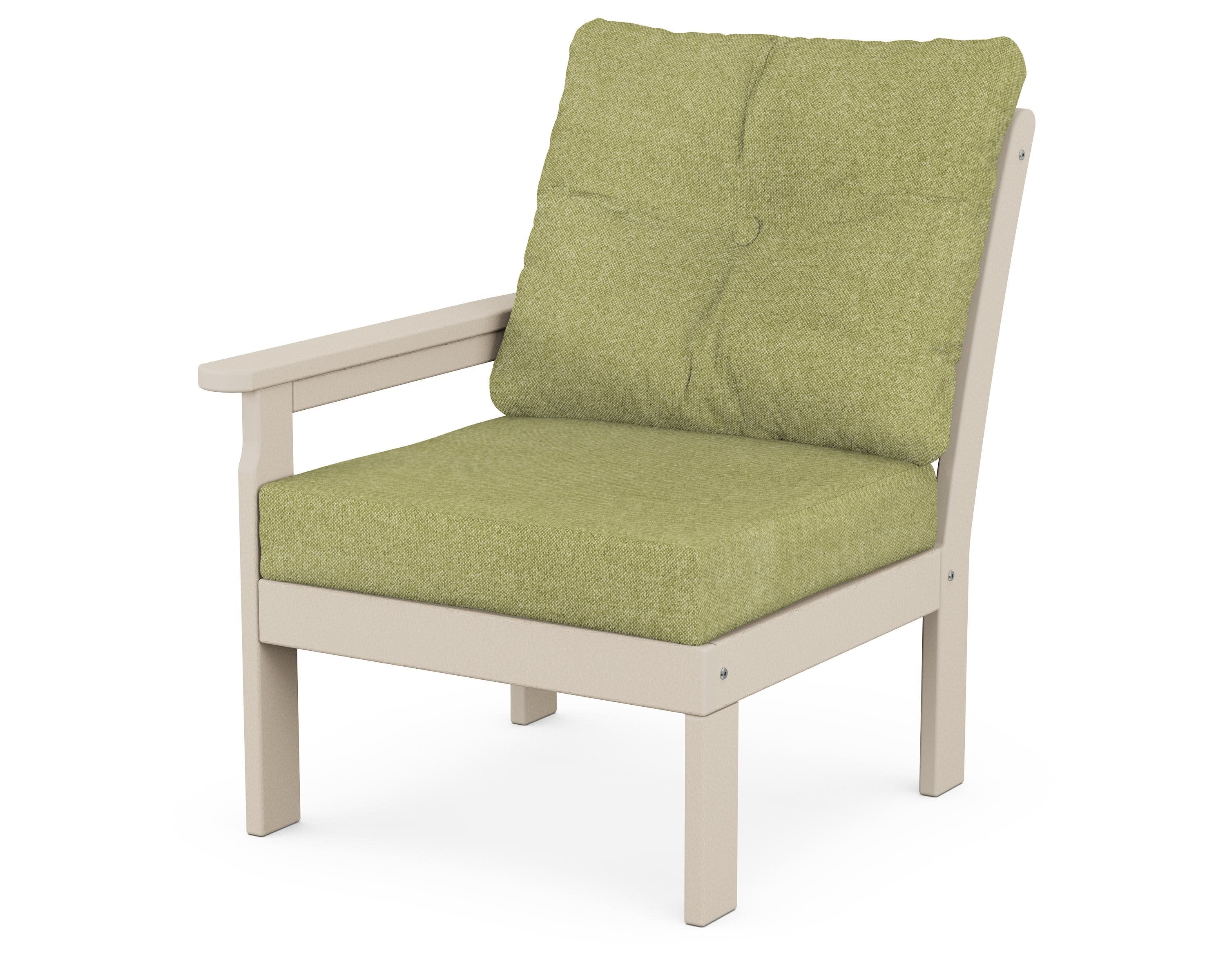 Vineyard Modular Left Arm Chair in Sand / Chartreuse Boucle