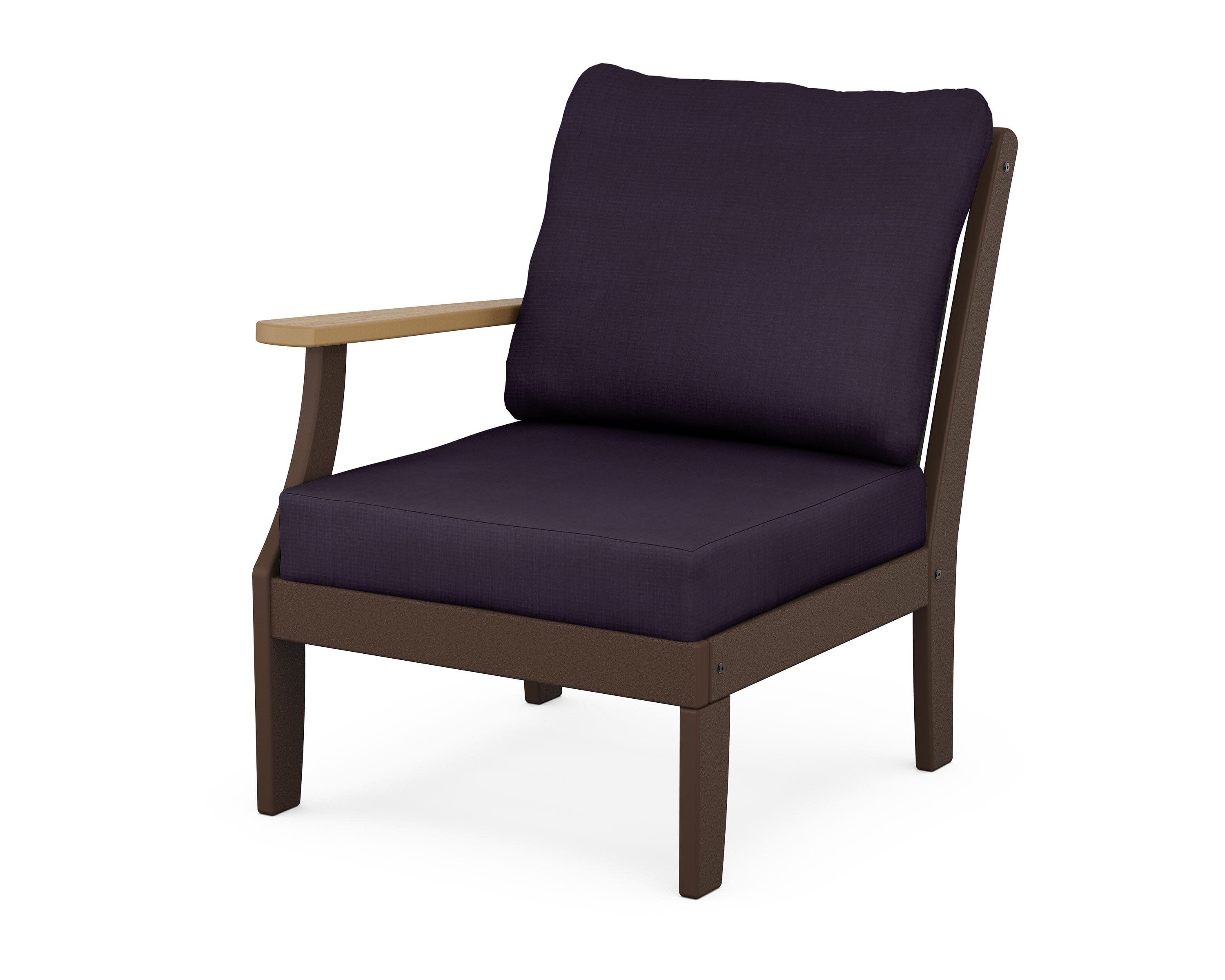 Braxton Modular Left Arm Chair in Mahogany / Natural / Navy Linen