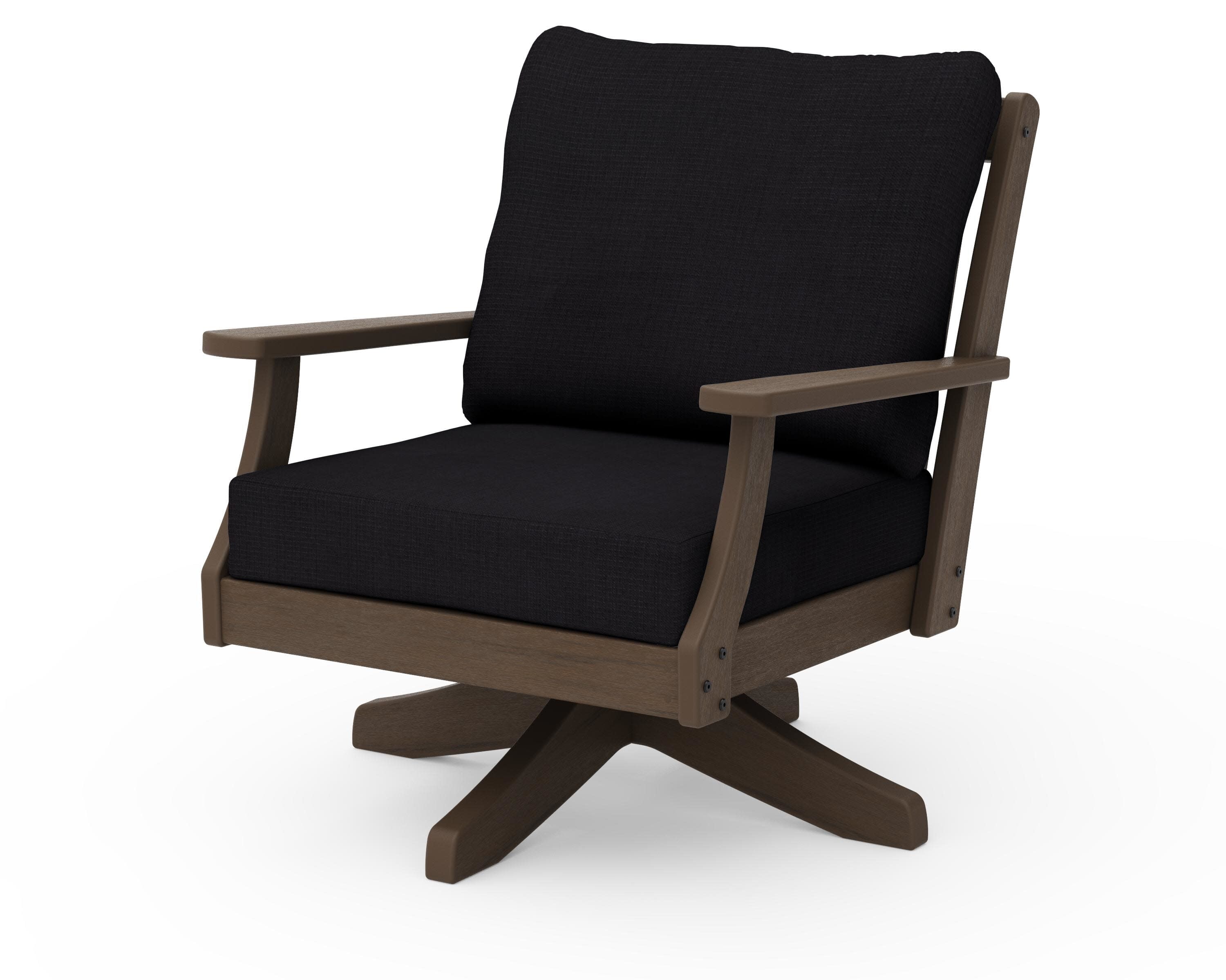 Braxton Deep Seating Swivel Chair in Kona / Midnight Linen