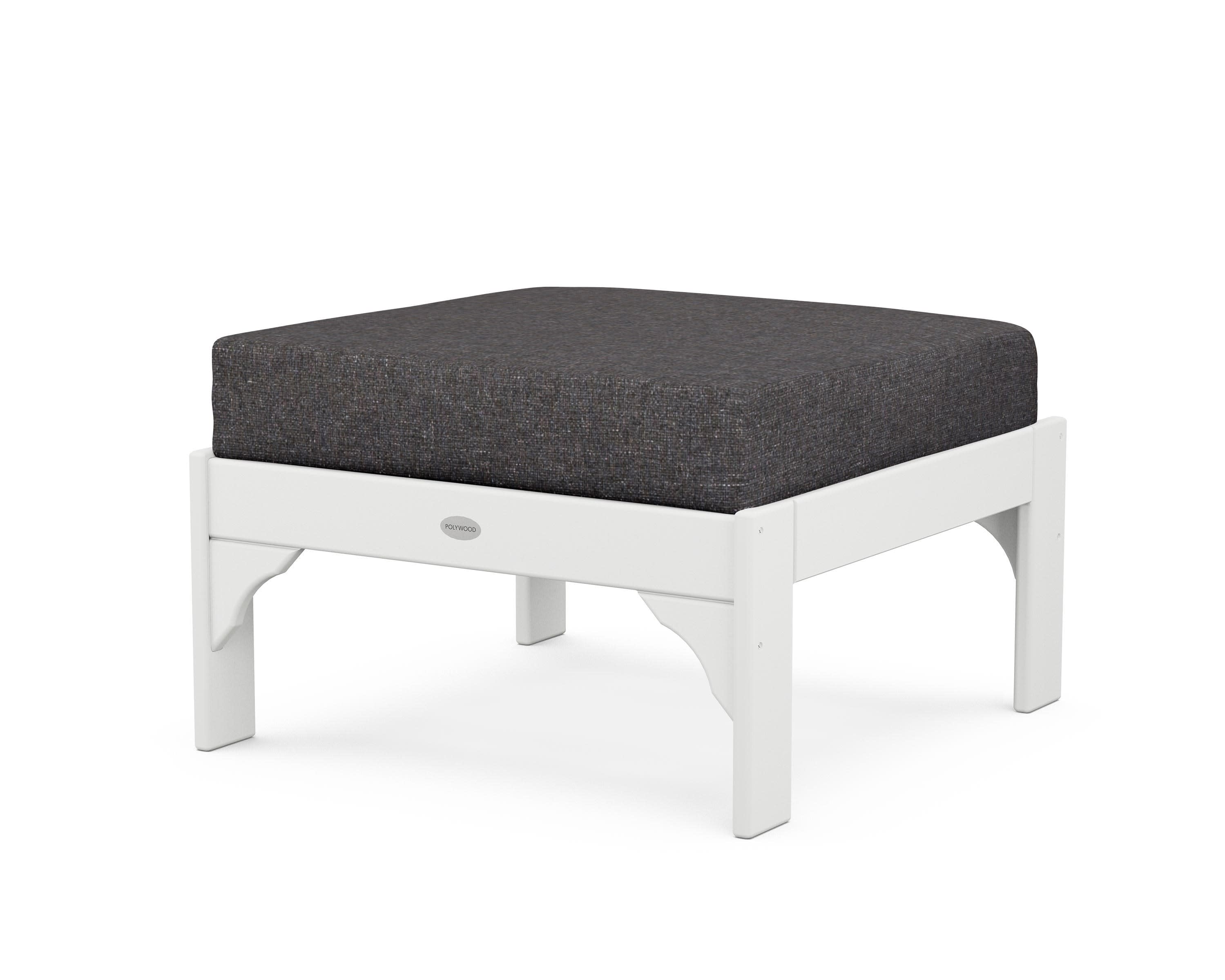 Vineyard Deep Seating Ottoman in White / Ash Charcoal
