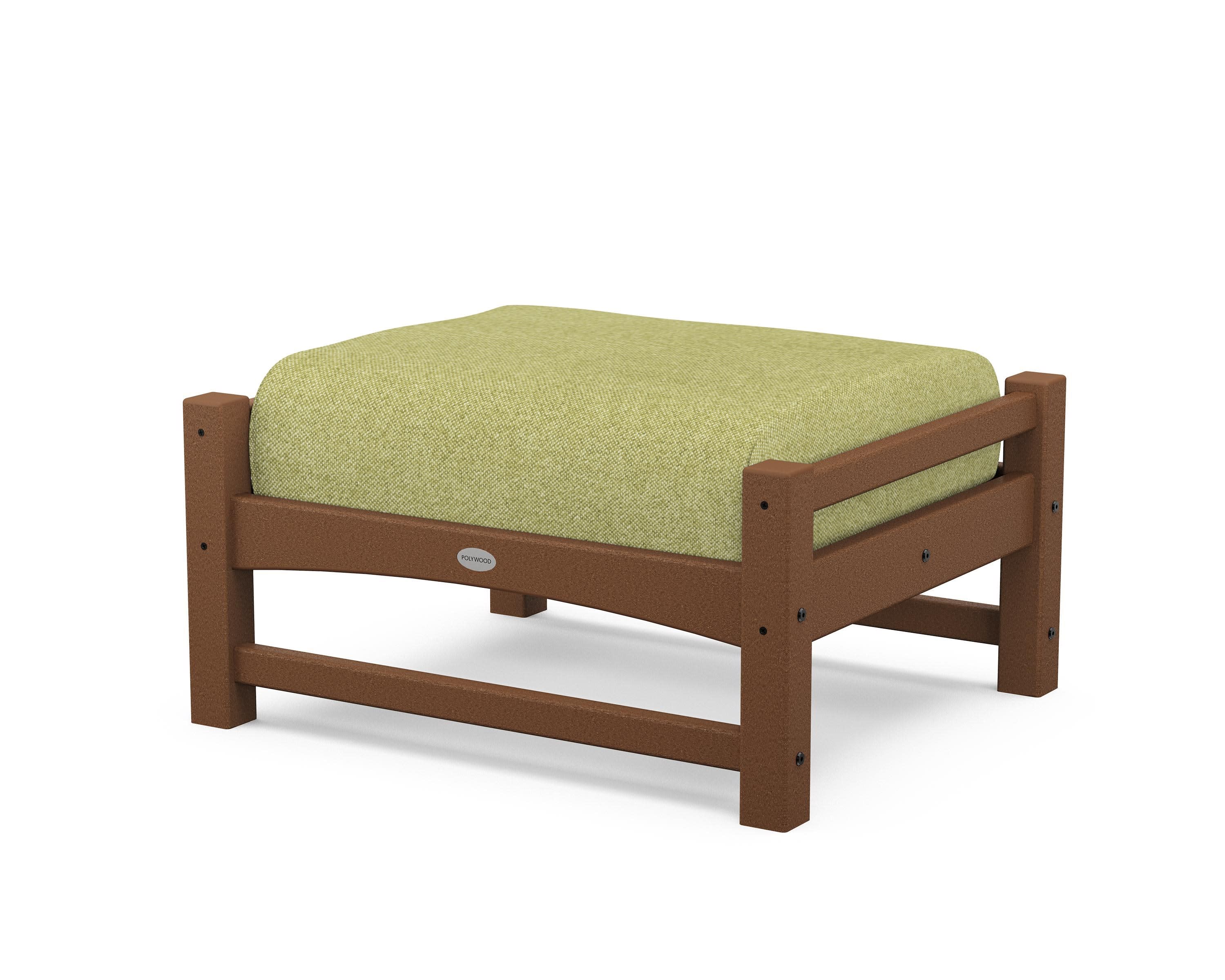 Club Ottoman in Teak / Chartreuse Boucle