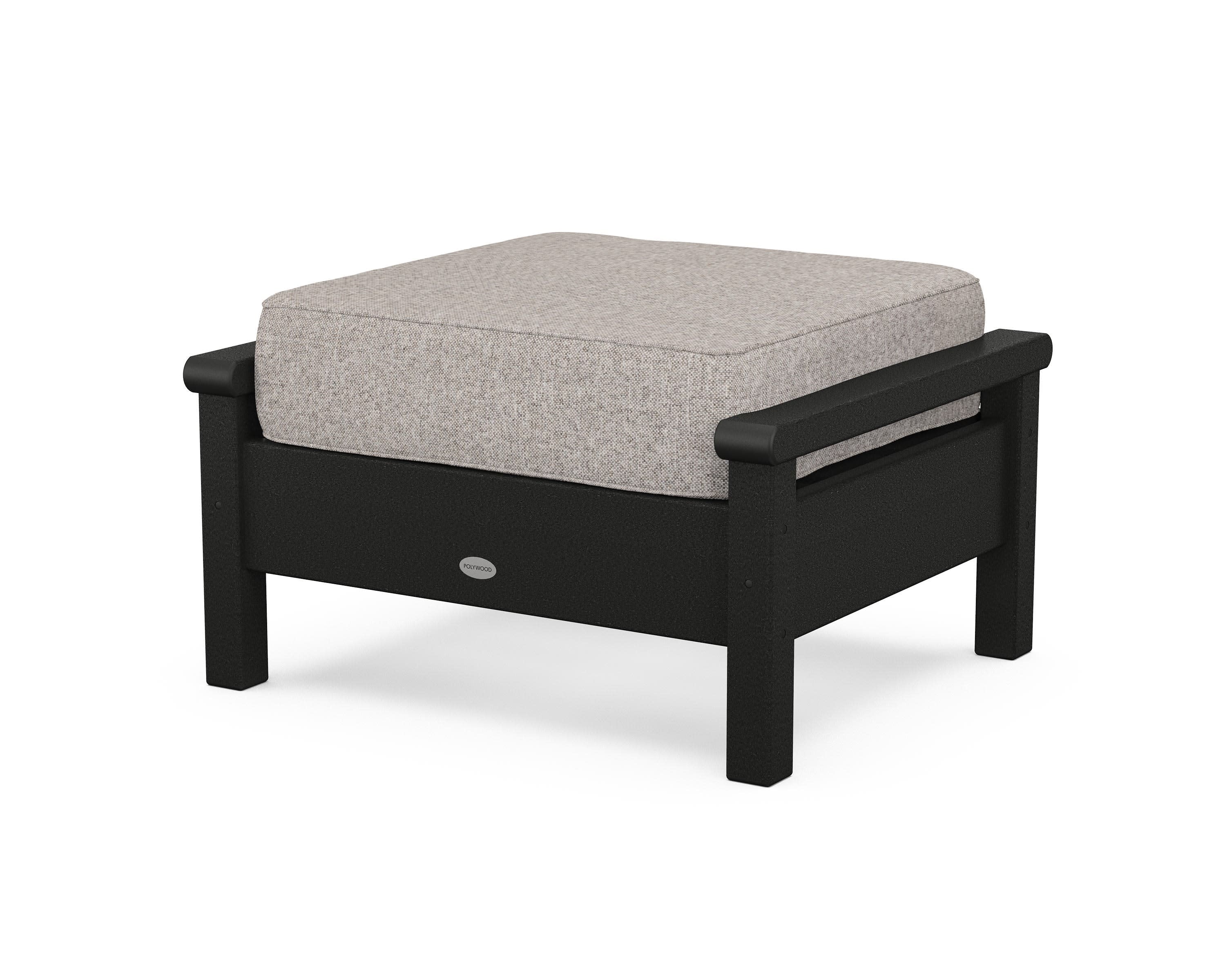 Harbour Deep Seating Ottoman in Black / Weathered Tweed