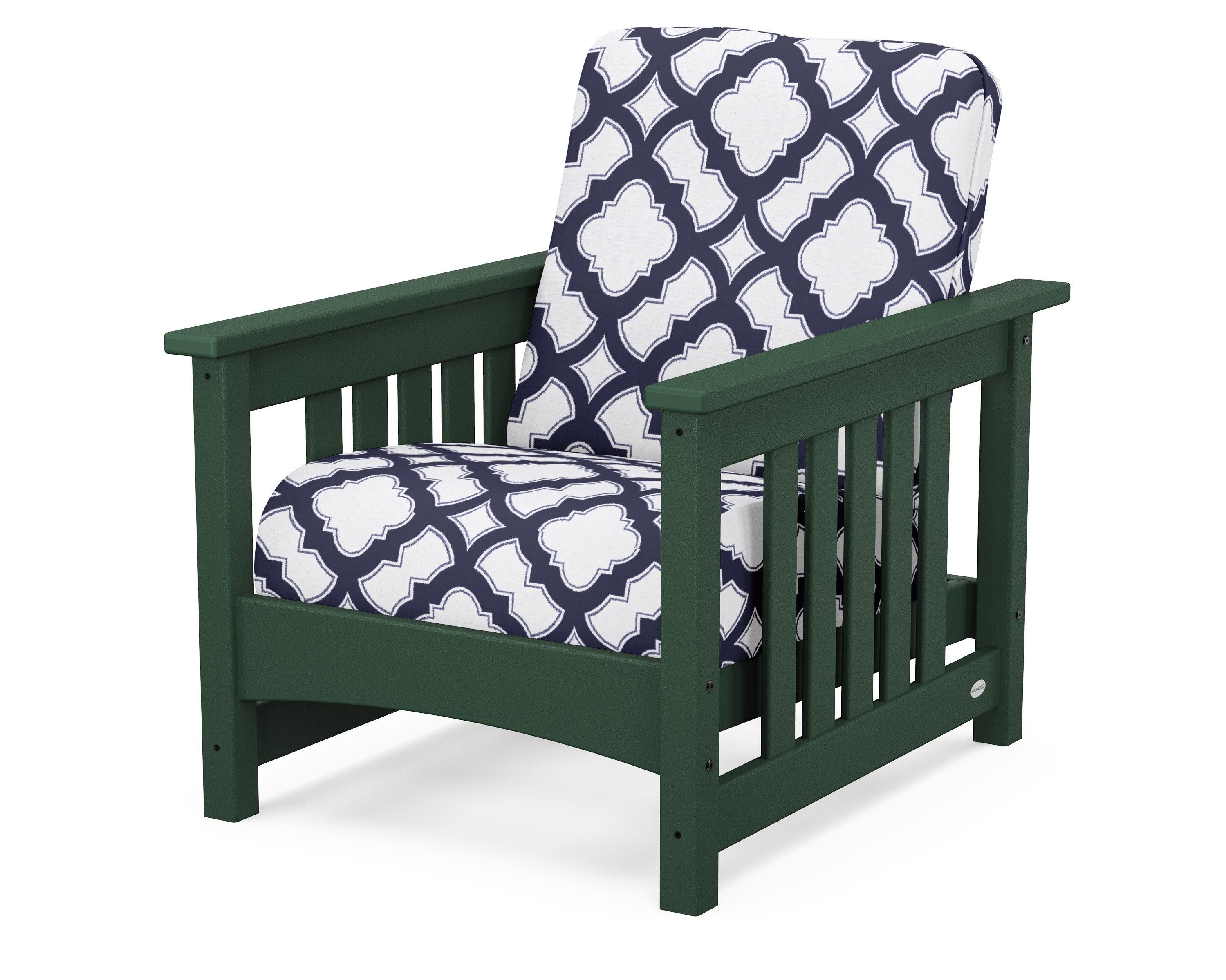 Club Mission Chair in Green / Trellis Navy