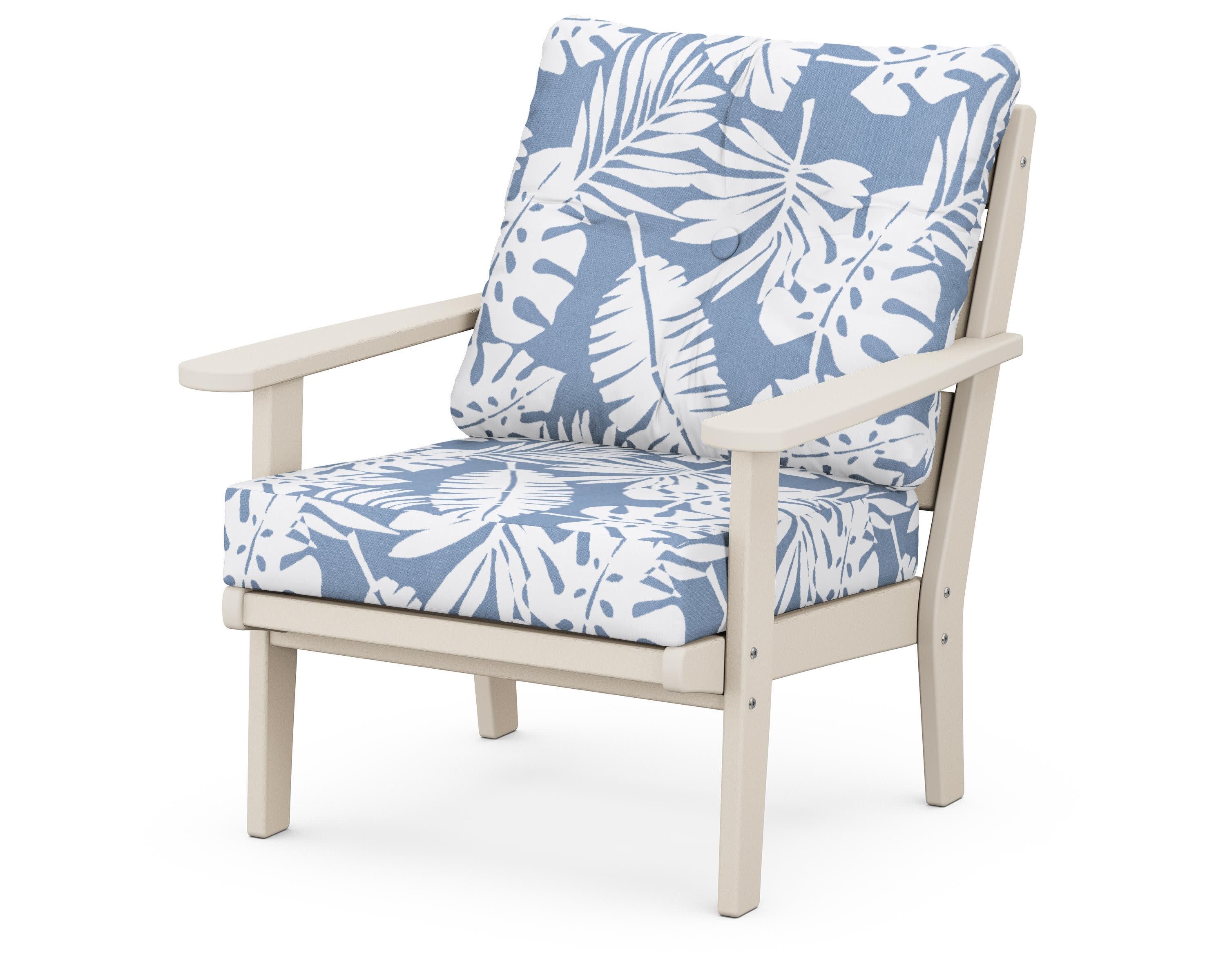 Lakeside Deep Seating Chair in Sand / Leaf Sky Blue