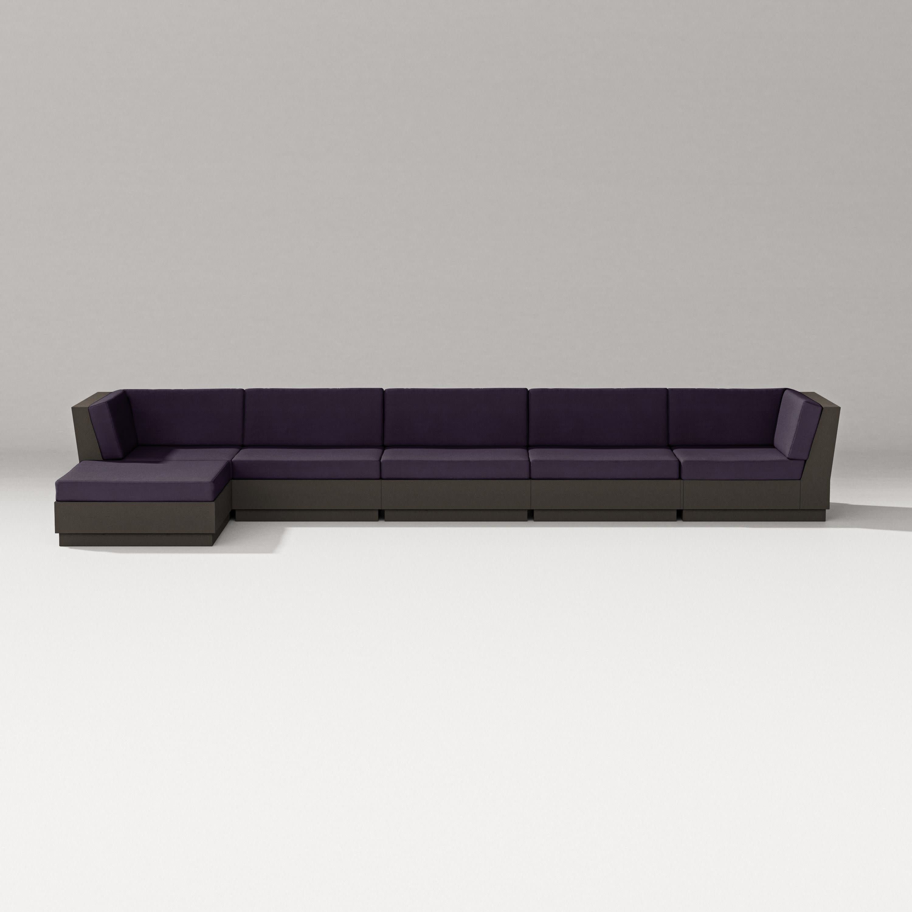 Elevate 6-Piece Chaise Sectional in Vintage Coffee / Navy Linen