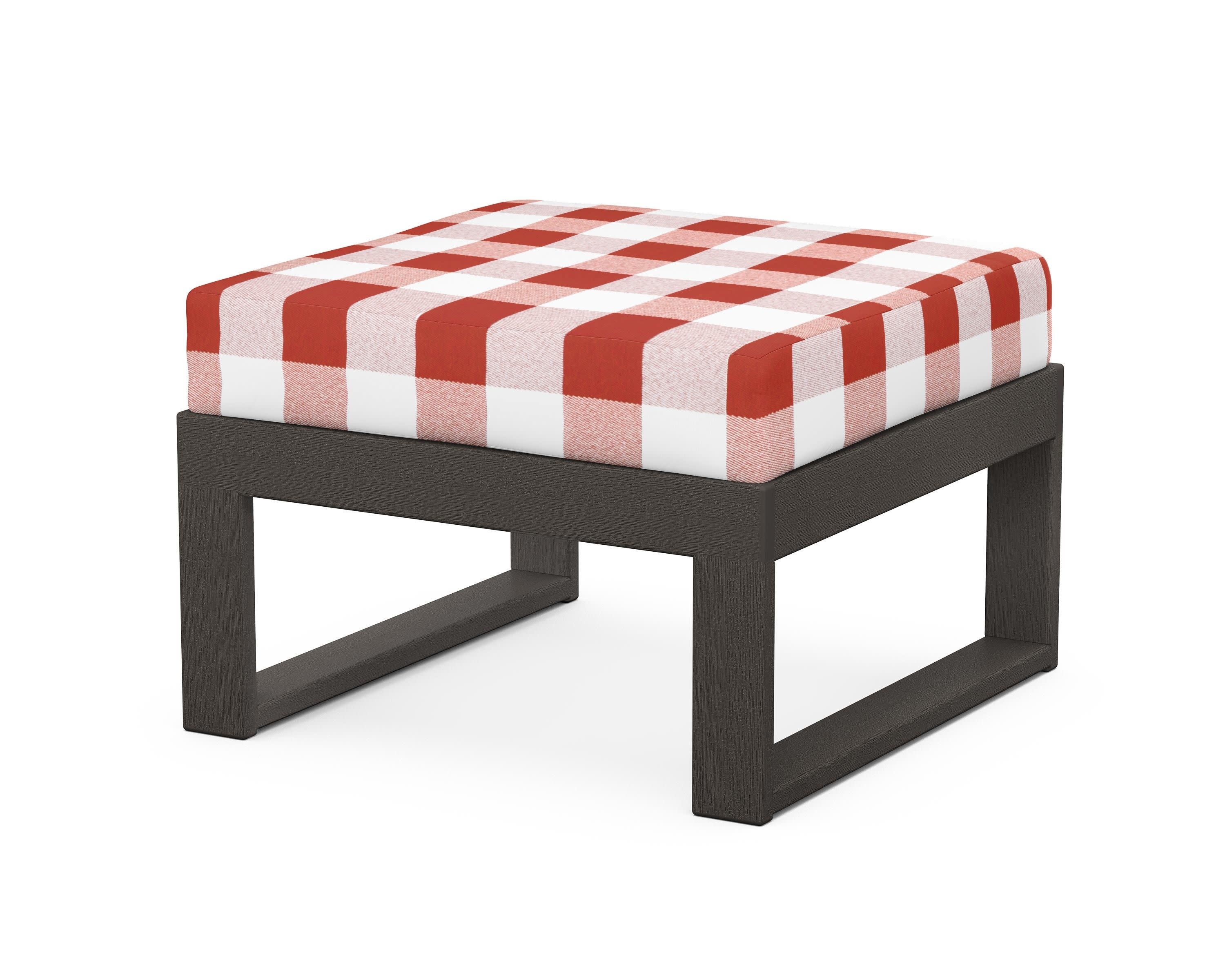 Modular Ottoman - Modern in Vintage Coffee / Buffalo Plaid Crimson