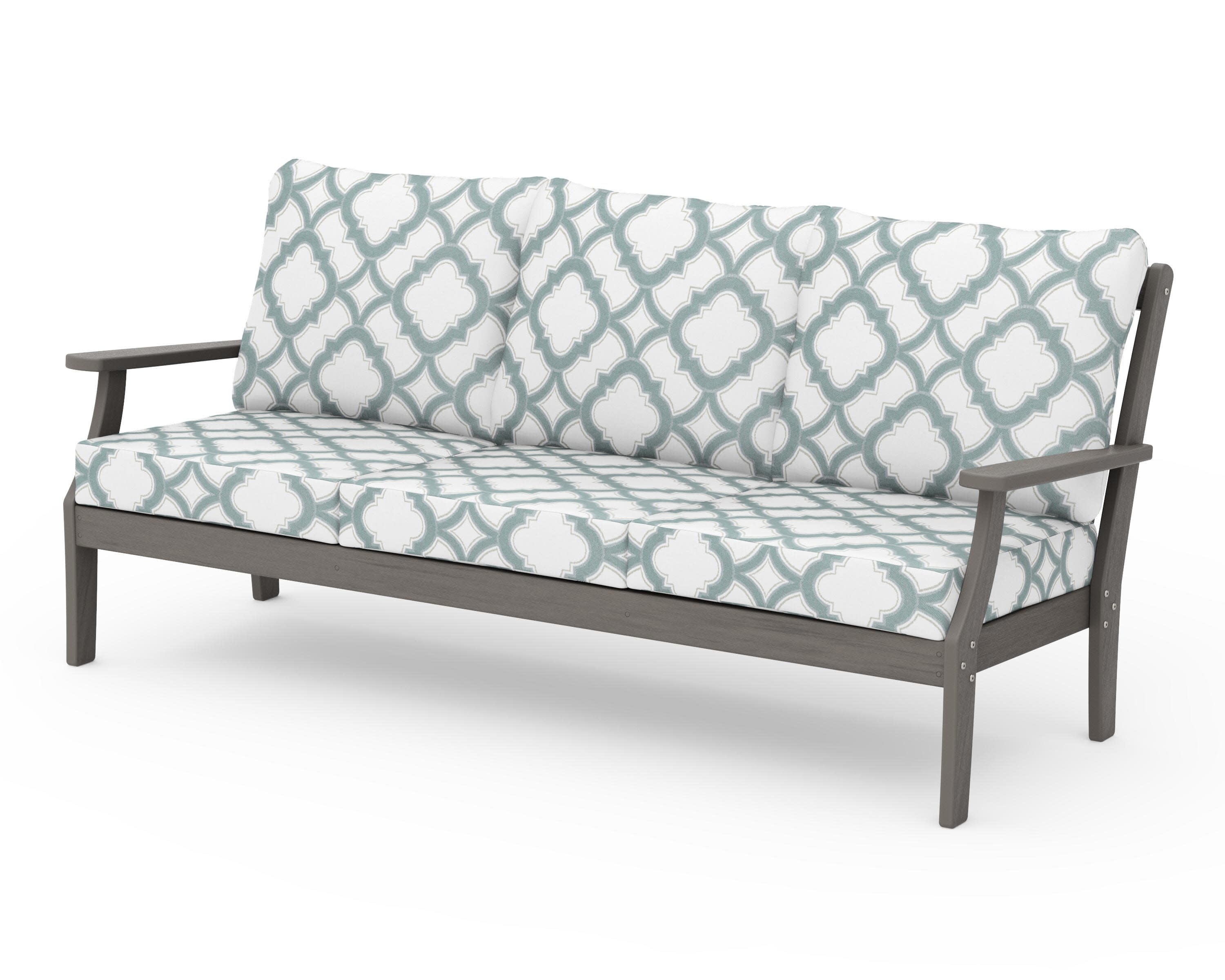 Braxton Deep Seating Sofa in Driftwood / Trellis Glacier Spa