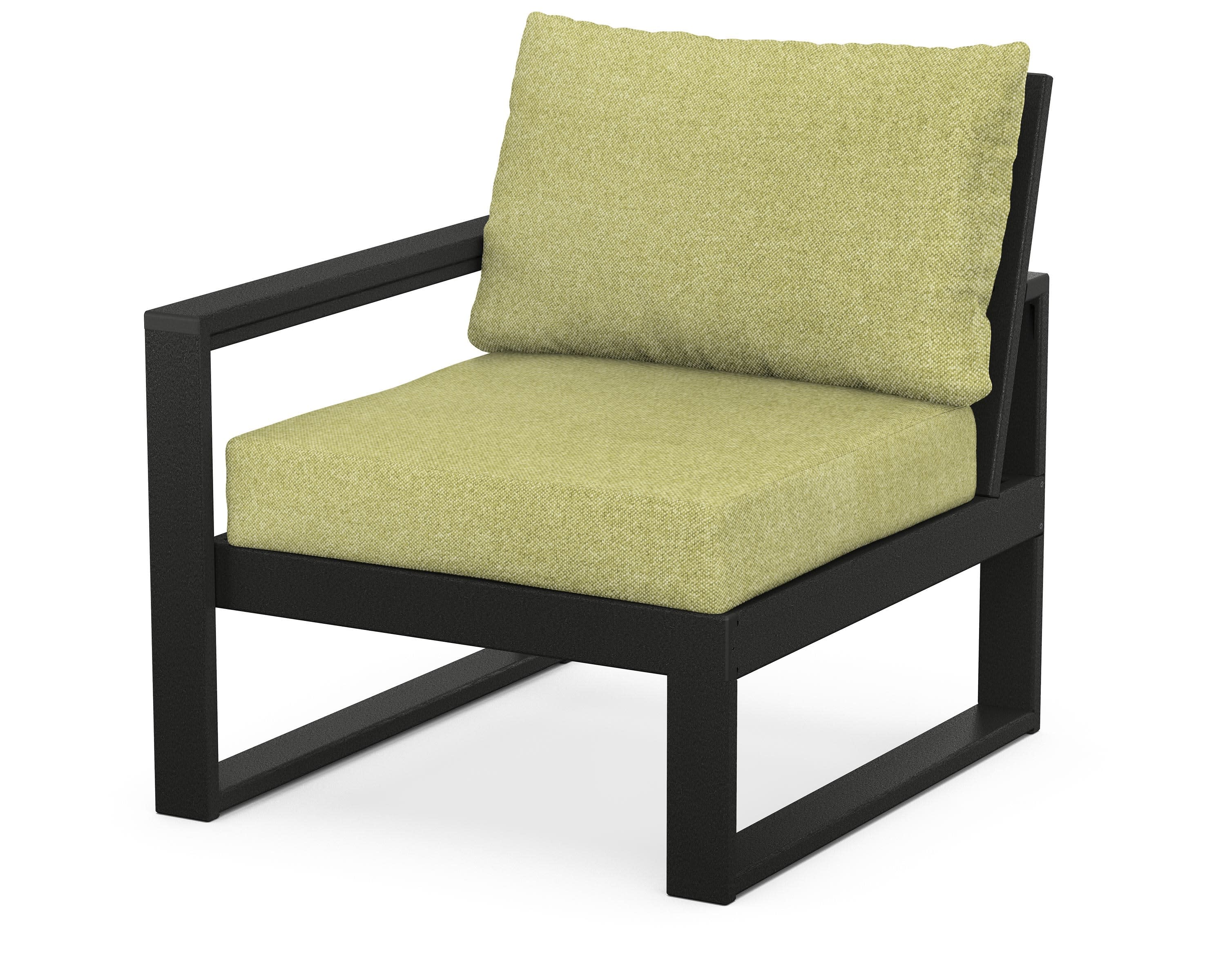 EDGE Modular Left Arm Chair in Black / Chartreuse Boucle