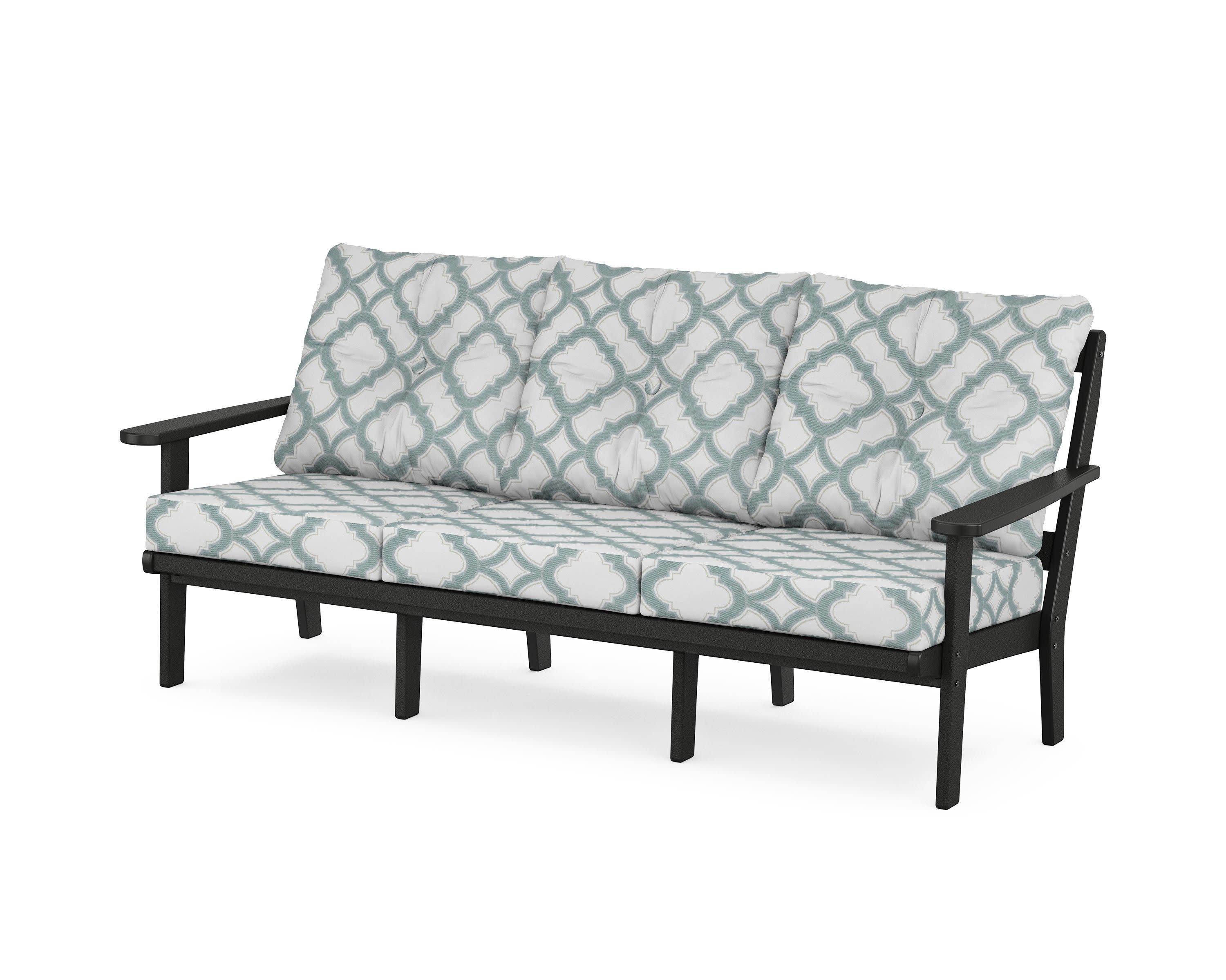 Mission Deep Seating Sofa in Black / Trellis Glacier Spa