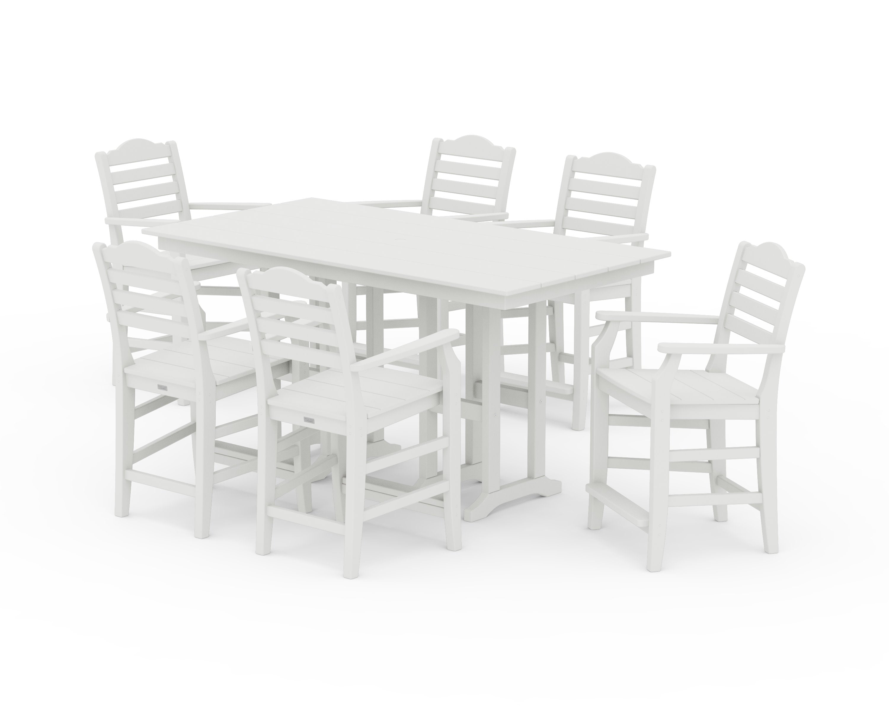 Savannah Arm Chair 7-Piece Farmhouse Counter Set in Vintage White