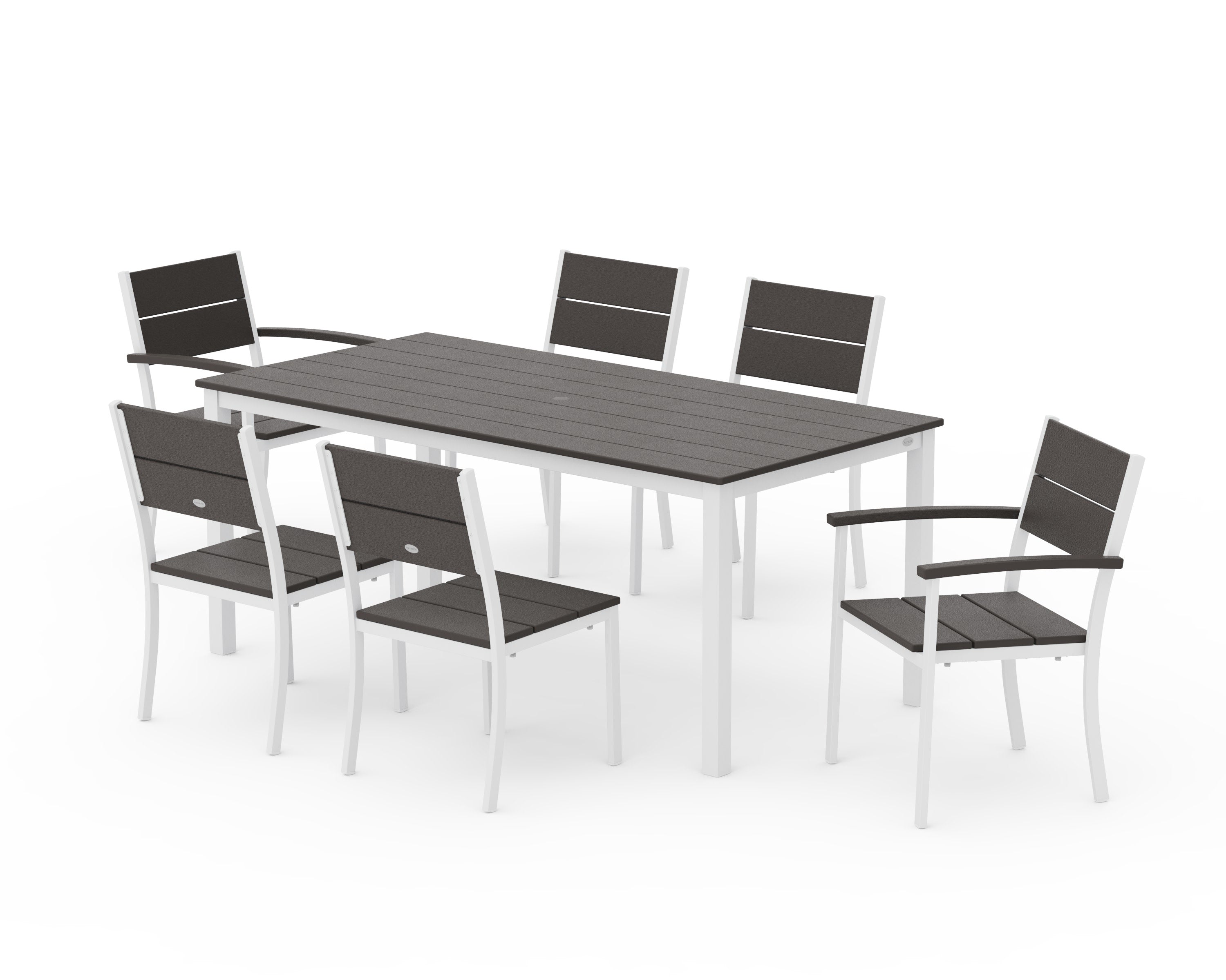 Main Street 7-Piece Dining Set in White / Vintage Coffee