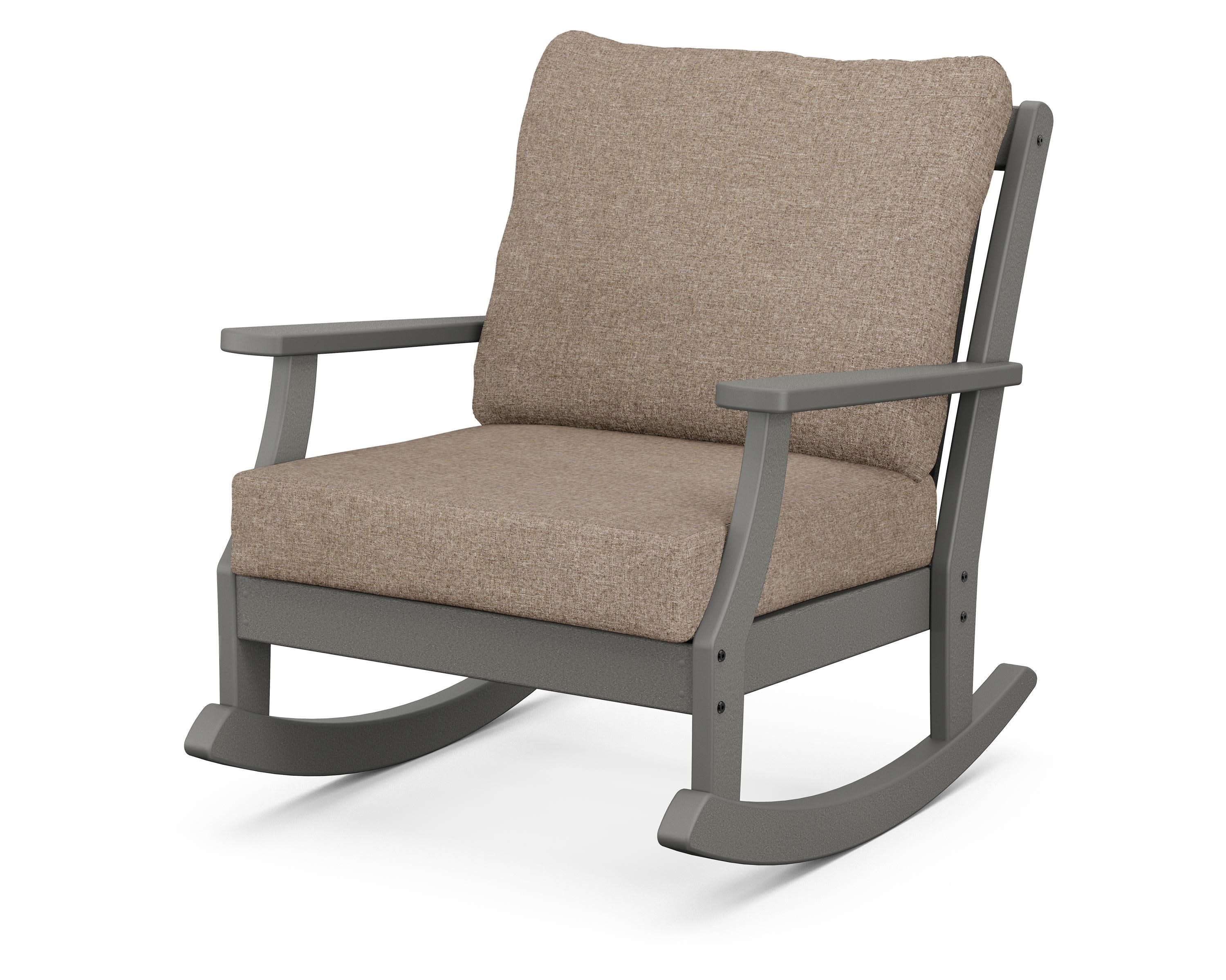 Braxton Deep Seating Rocking Chair in Slate Grey / Spiced Burlap