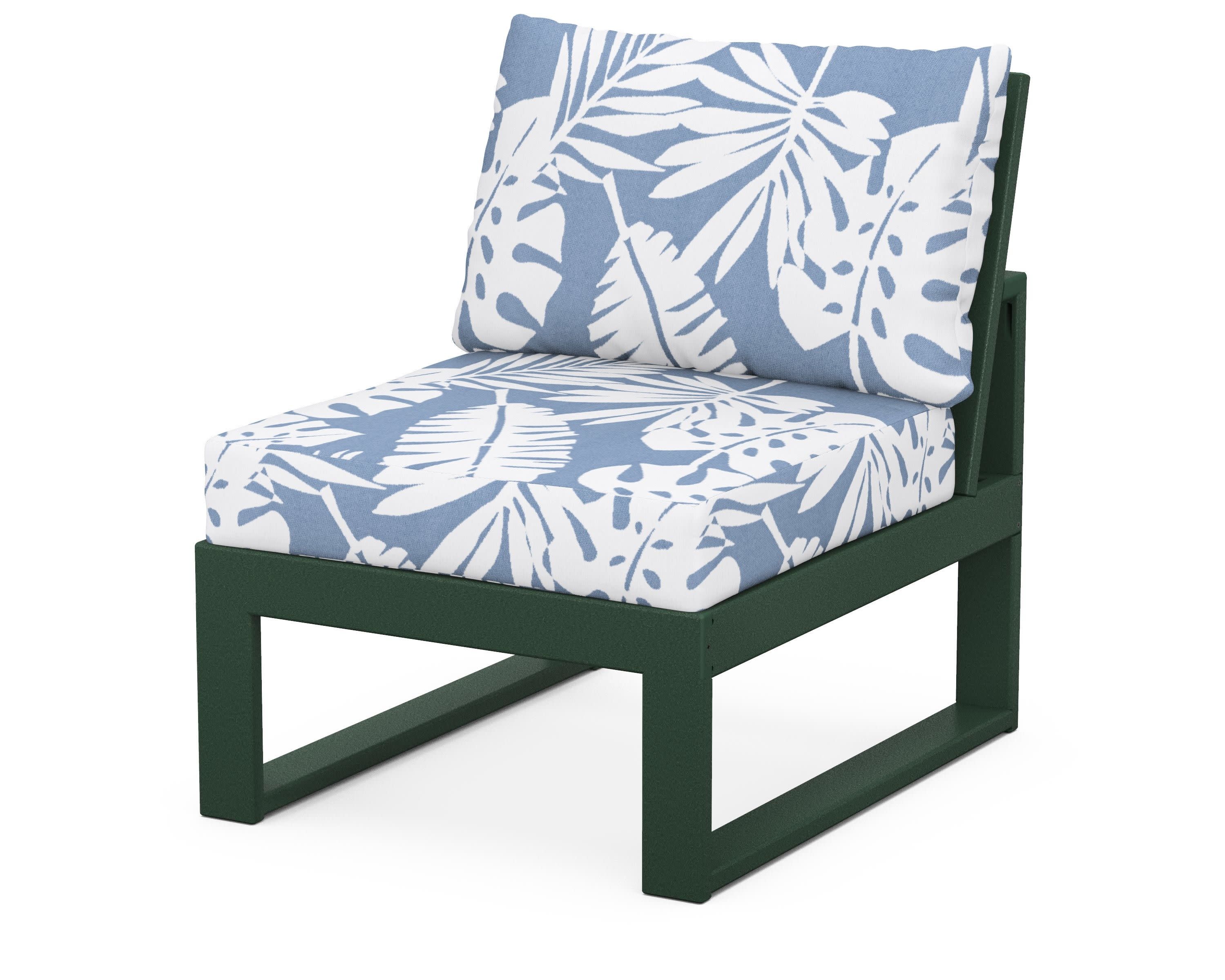 Modular Armless Chair in Green / Leaf Sky Blue