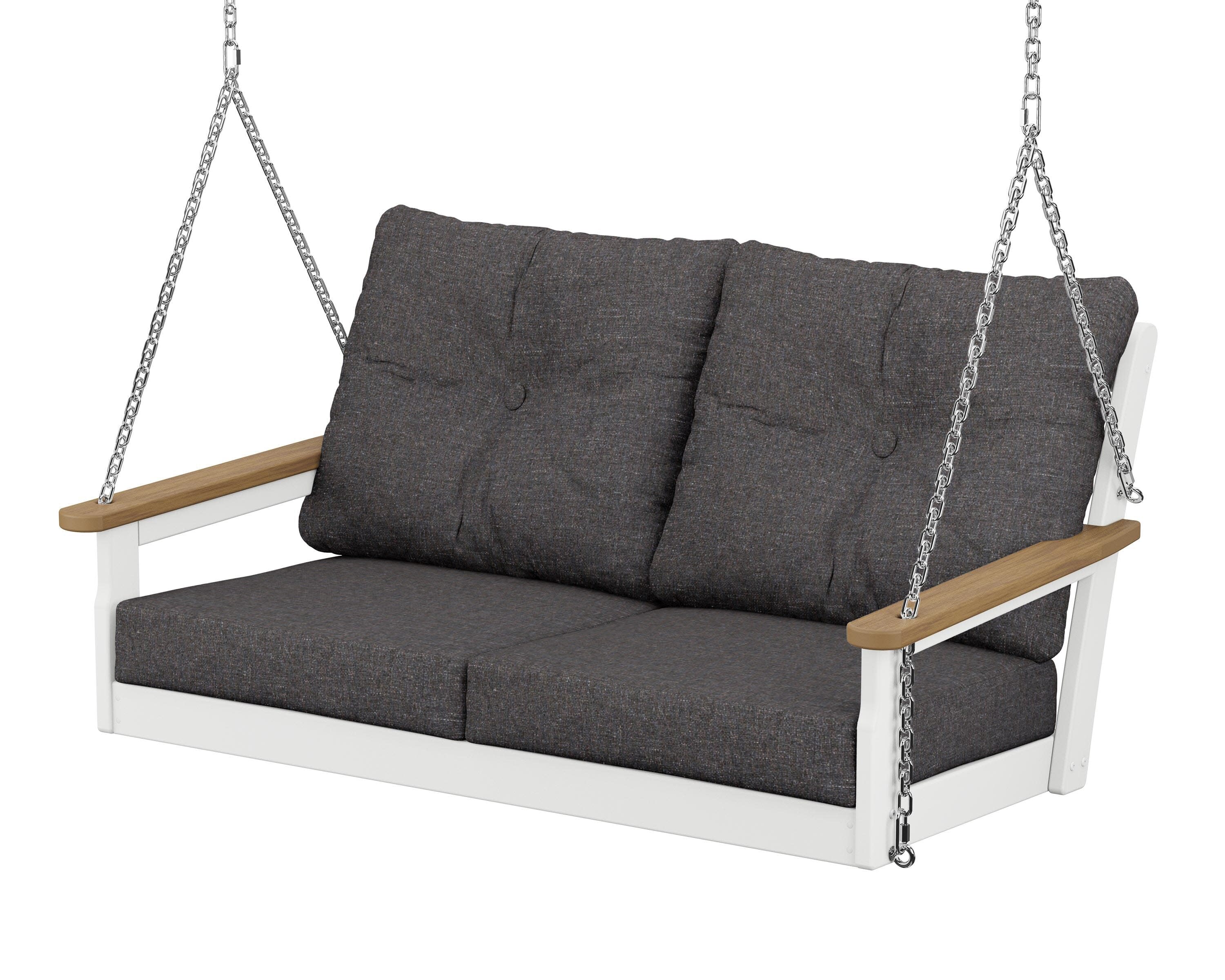 Vineyard Deep Seating Swing in White / Natural / Ash Charcoal