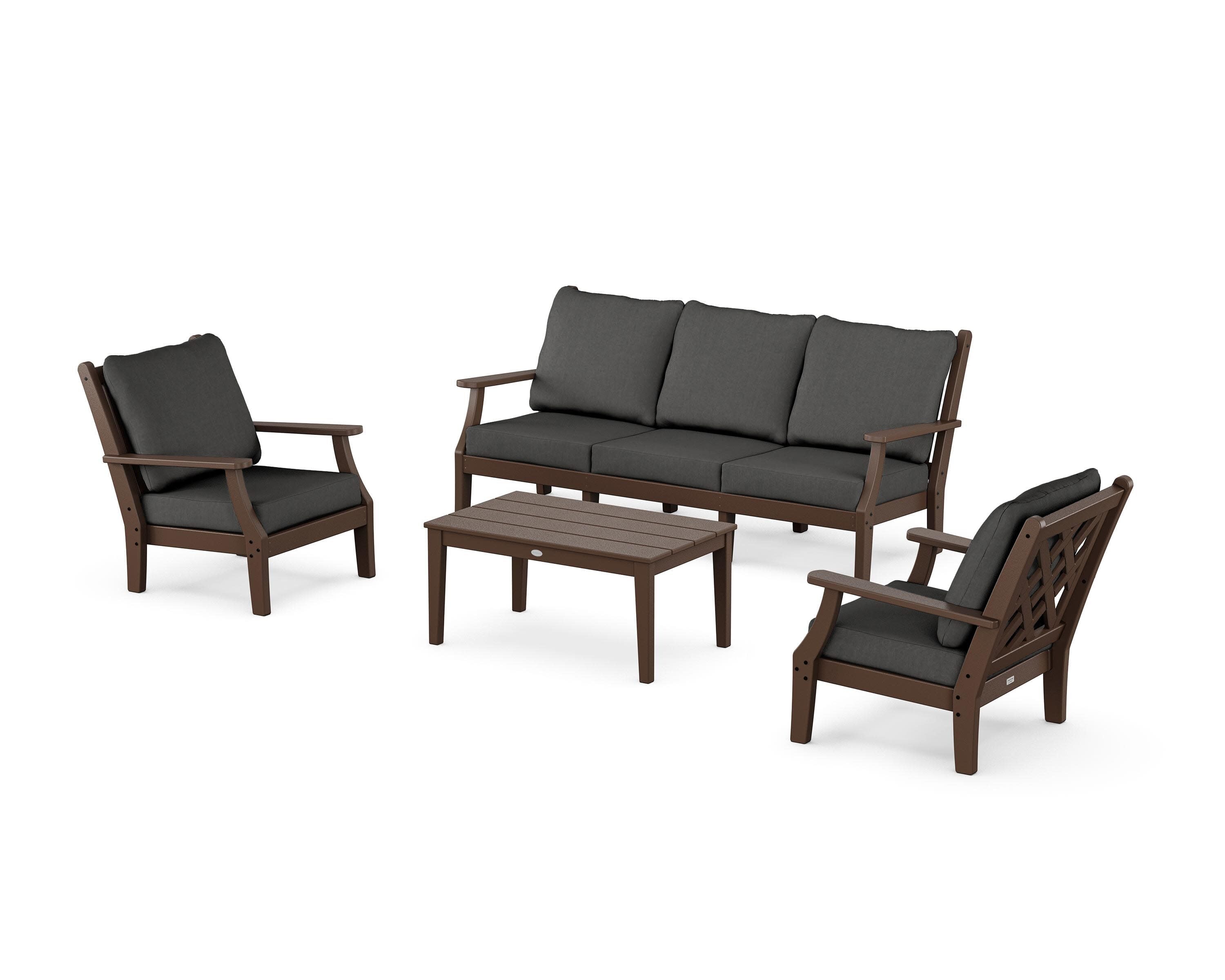 Wovendale 4-Piece Deep Seating Set with Sofa in Mahogany / Spectrum Carbon