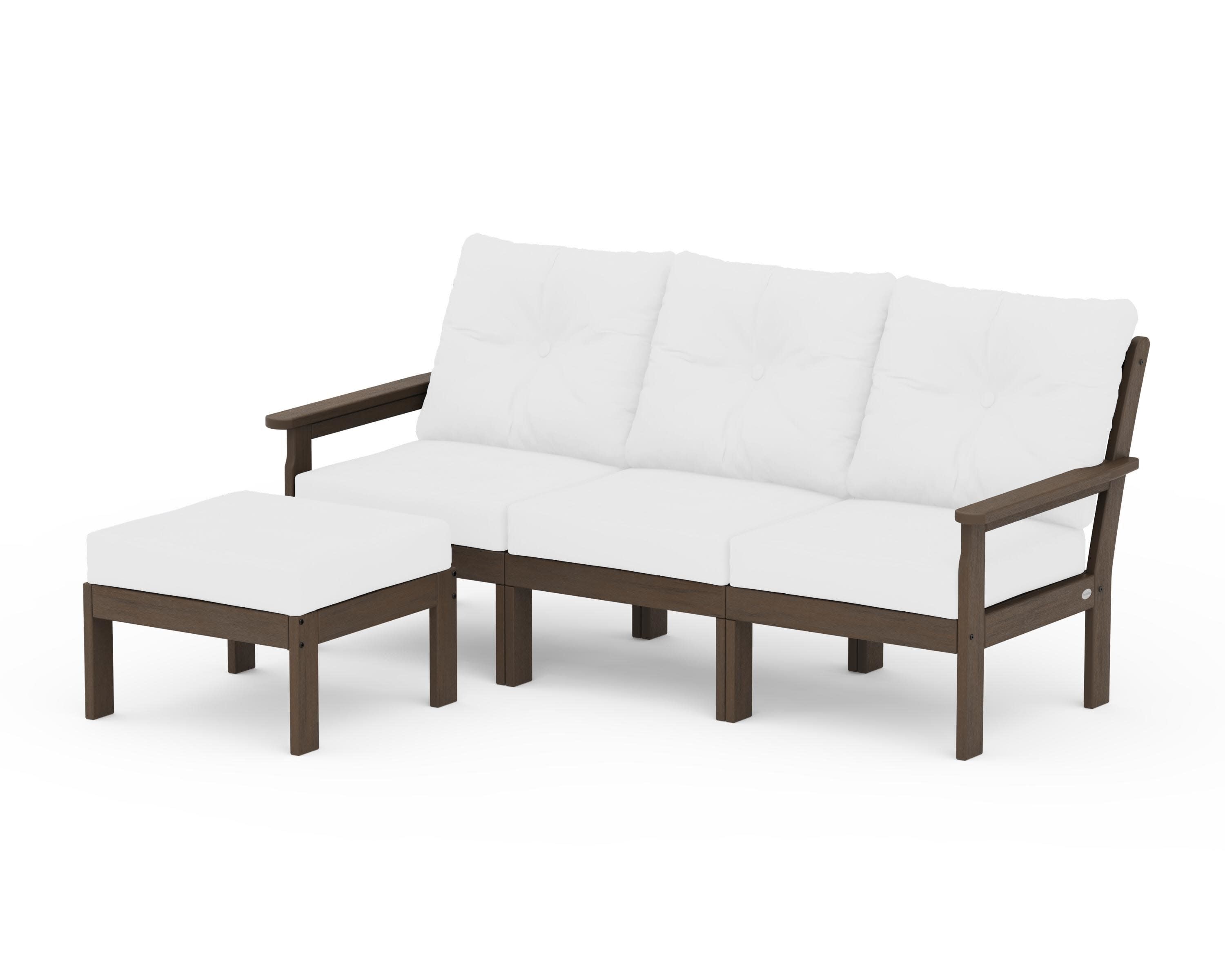 Vineyard 4-Piece Sectional with Ottoman in Kona / Natural