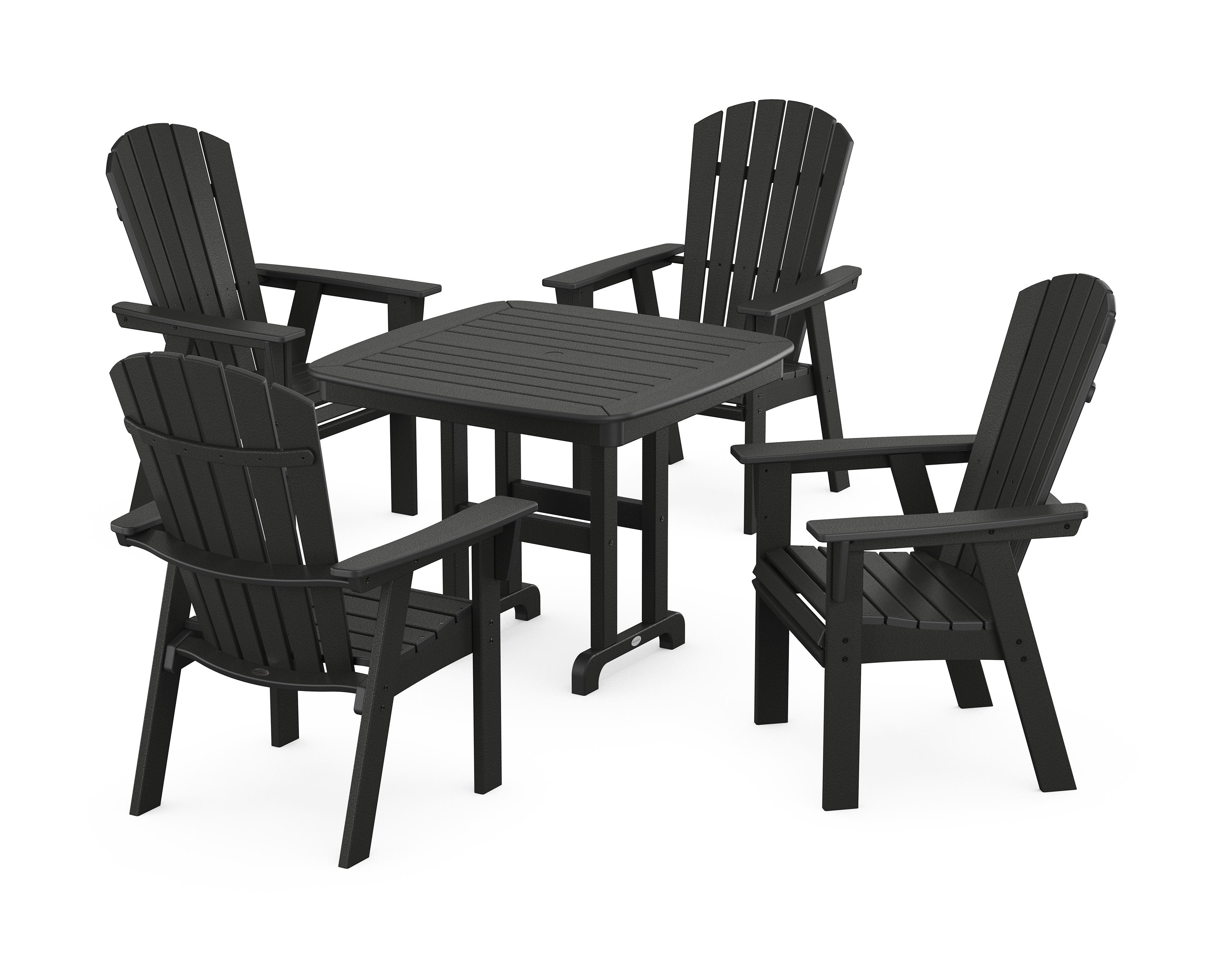 Nautical Curveback Adirondack 5-Piece Dining Set in Black