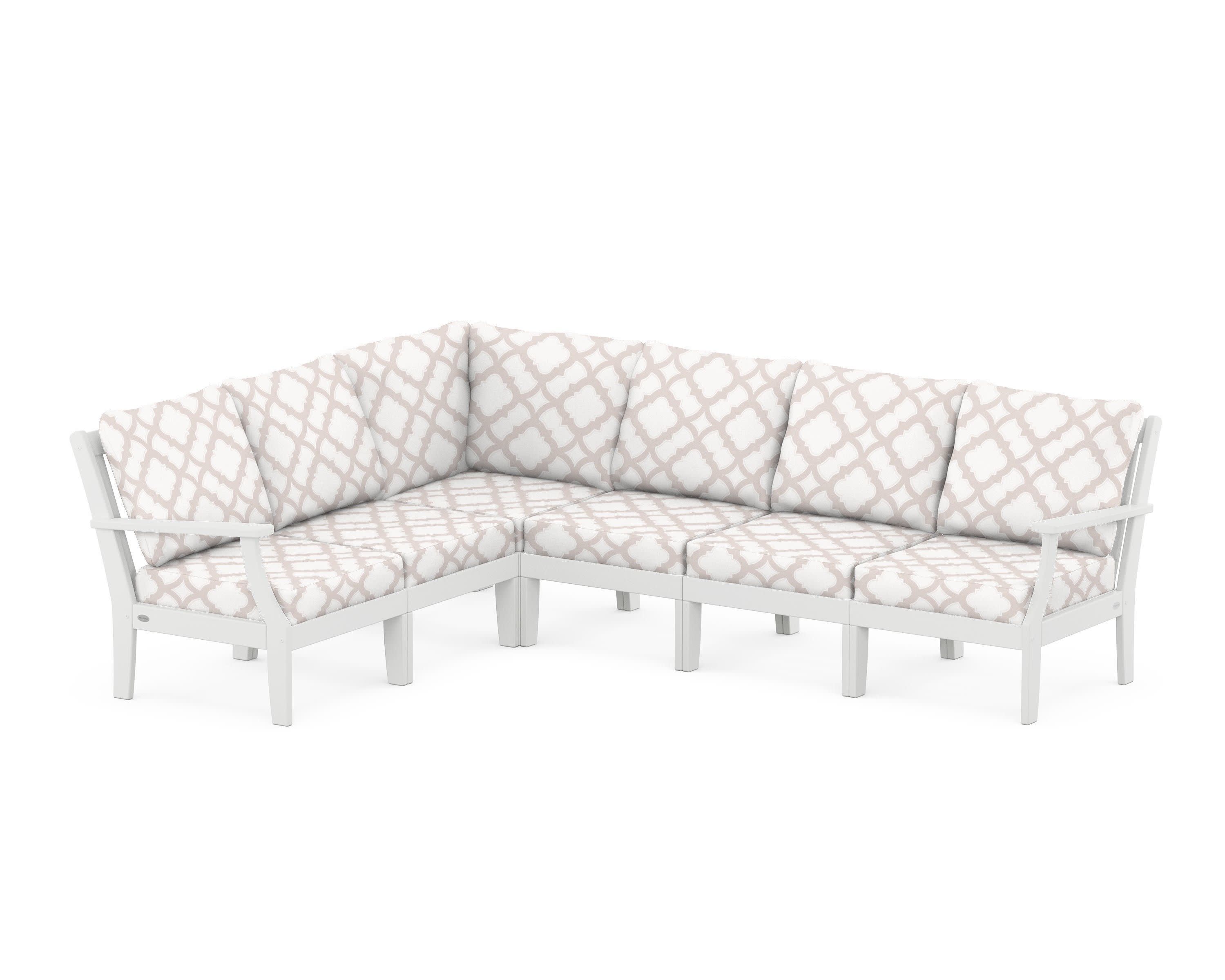 Braxton Modular 6-Piece Deep Seating Set in White / Trellis Dune Burlap