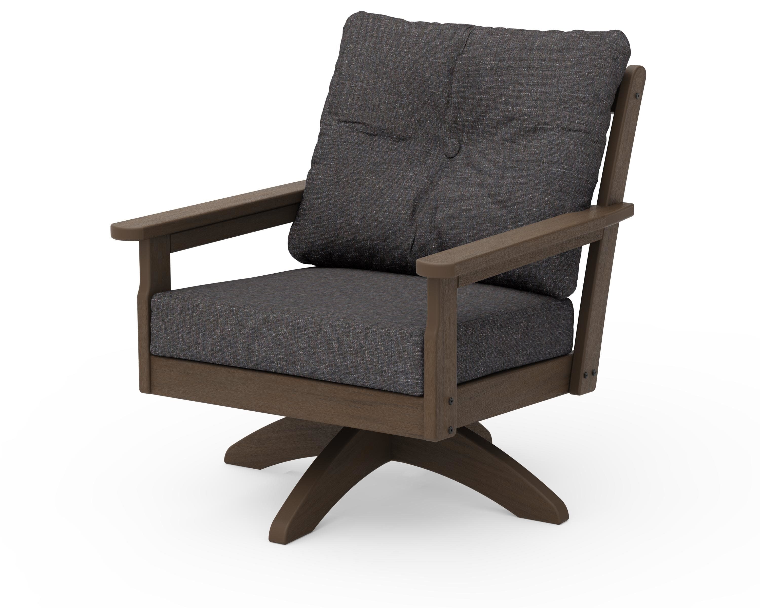 Vineyard Deep Seating Swivel Chair in Kona / Ash Charcoal