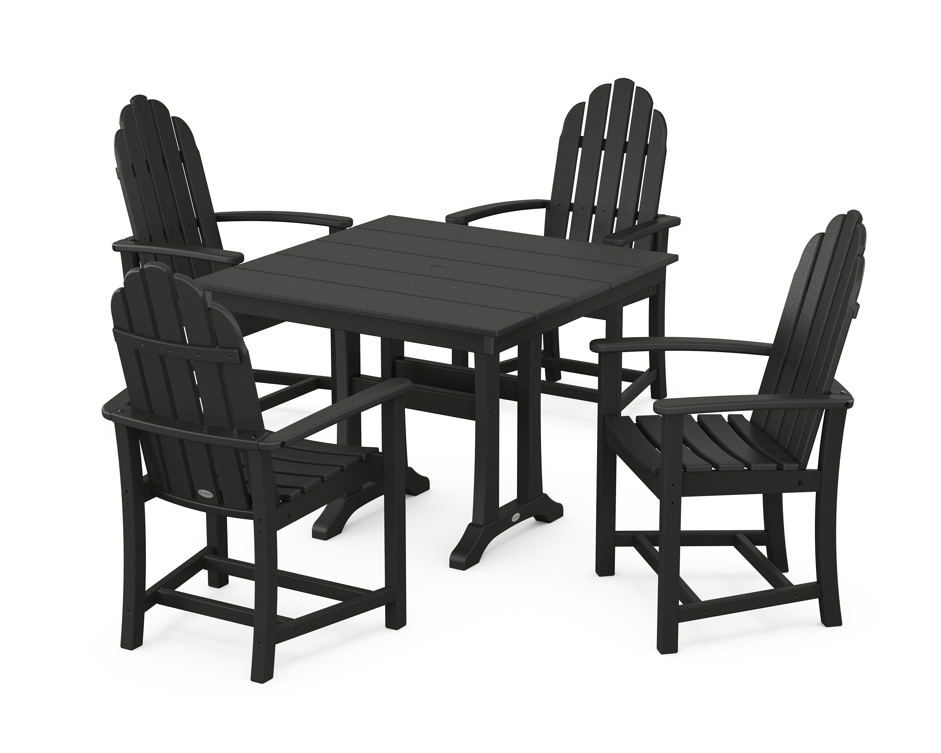 Classic Adirondack 5-Piece Farmhouse Dining Set With Trestle Legs in Black