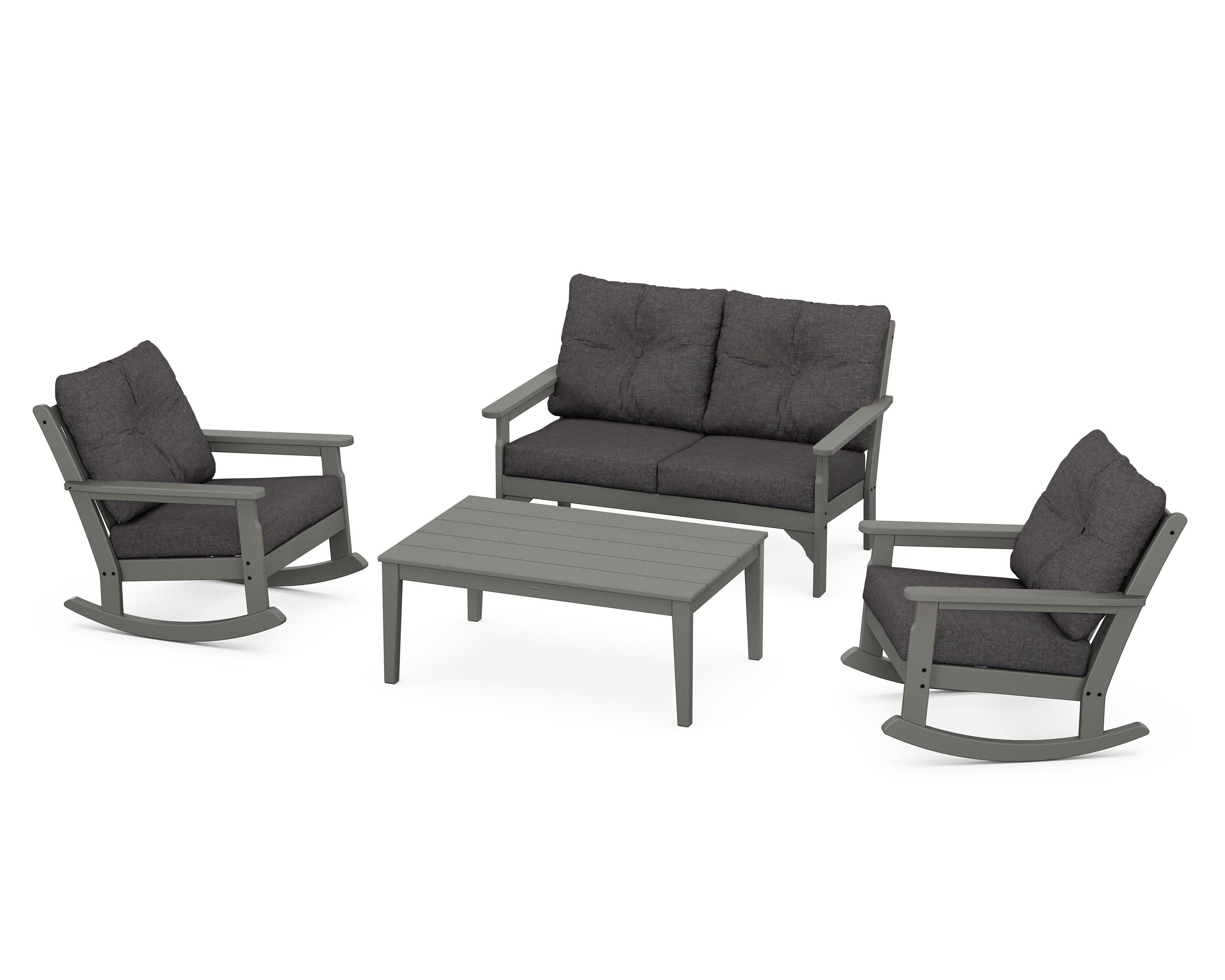 Vineyard 4-Piece Deep Seating Rocking Chair Set in Slate Grey / Ash Charcoal