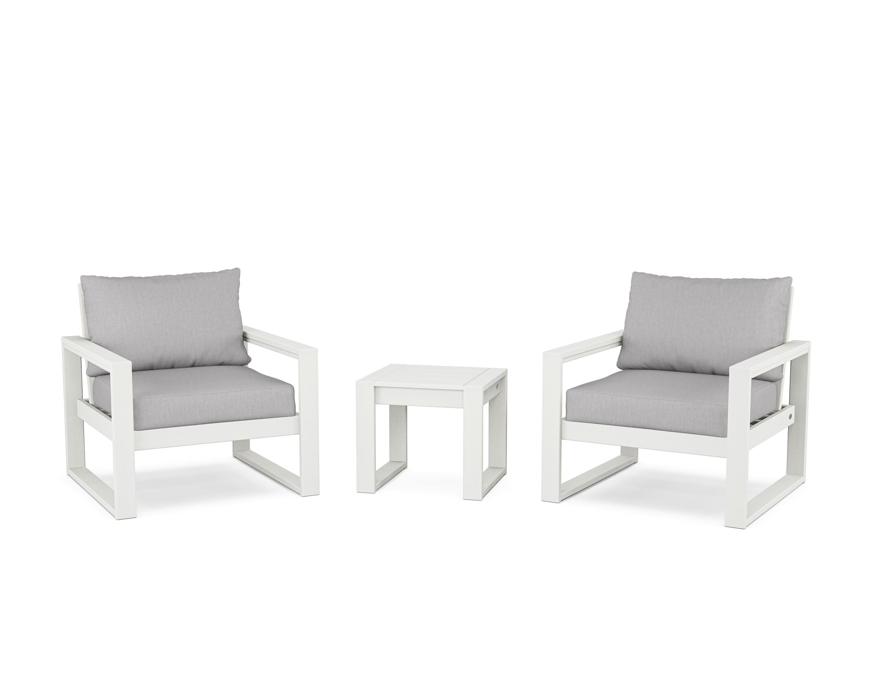 EDGE Sectional 3-Piece Deep Seating Set in Vintage White / Granite